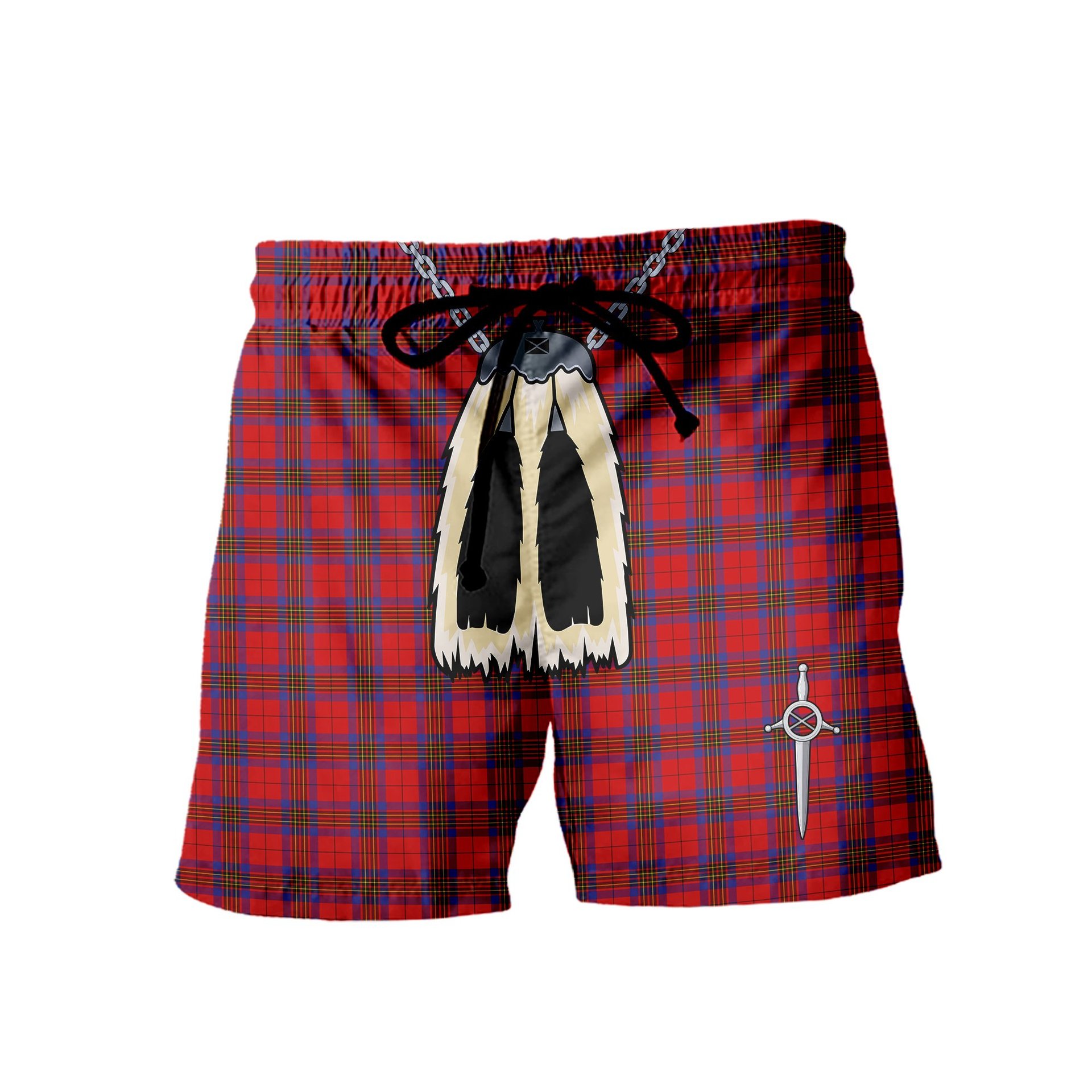 ScotsTee Shop Scottish Leslie Modern Men's Highland Kilt Sporran Tartan Shorts