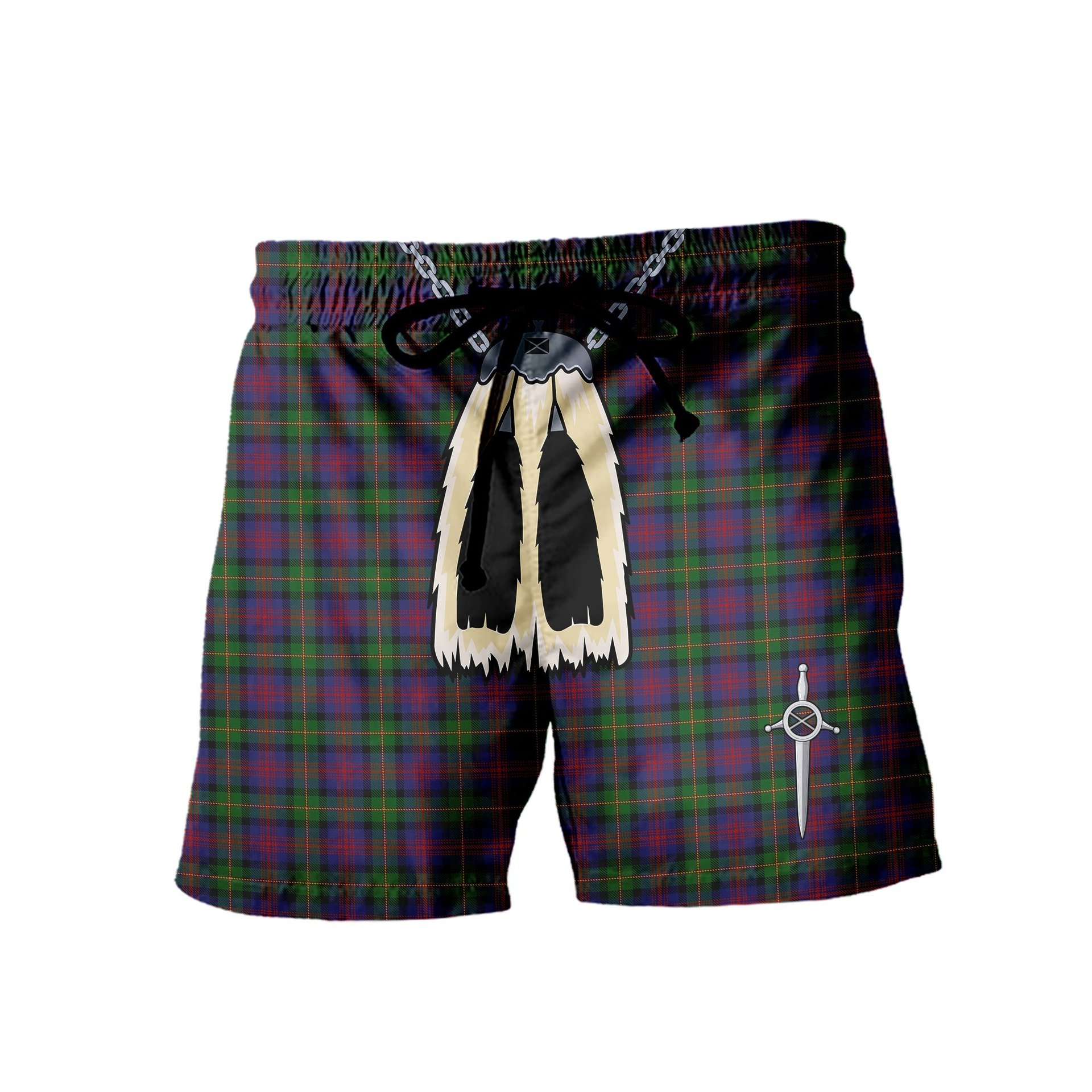 ScotsTee Shop Scottish Logan 1831 Men's Highland Kilt Sporran Tartan Shorts
