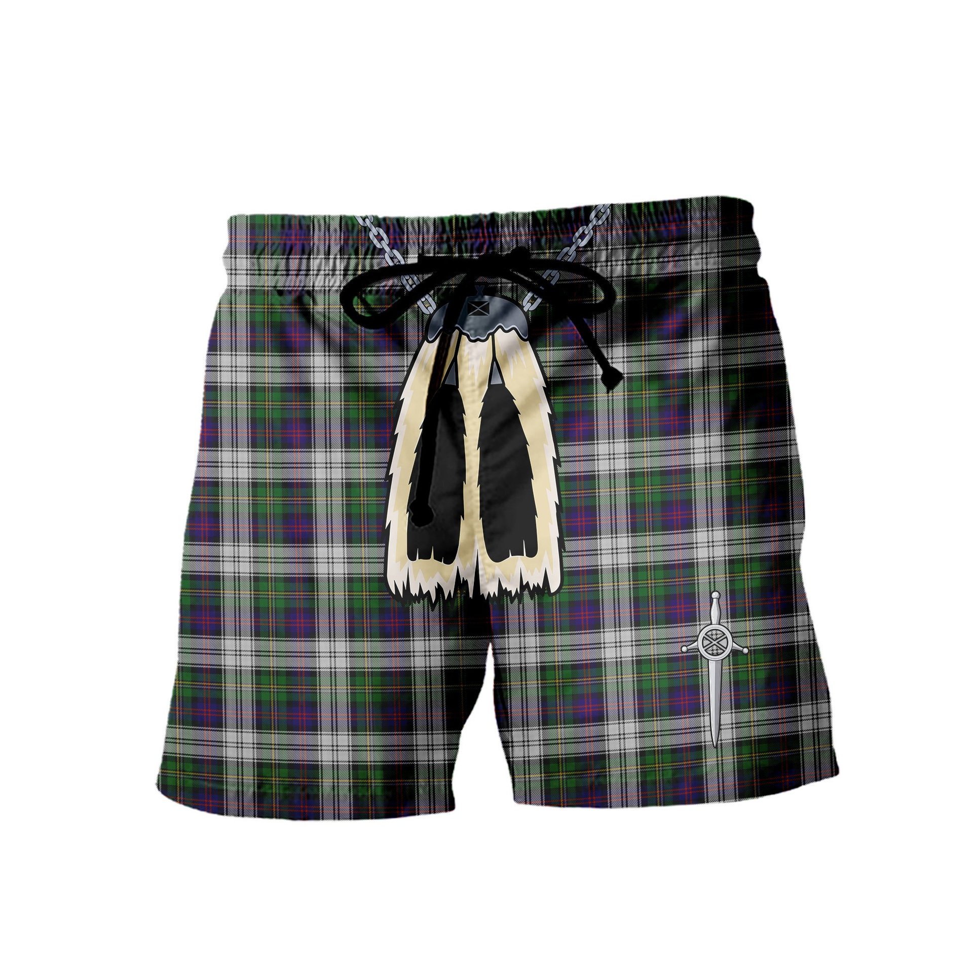 ScotsTee Shop Scottish MacCallum Dress Men's Highland Kilt Sporran Tartan Shorts