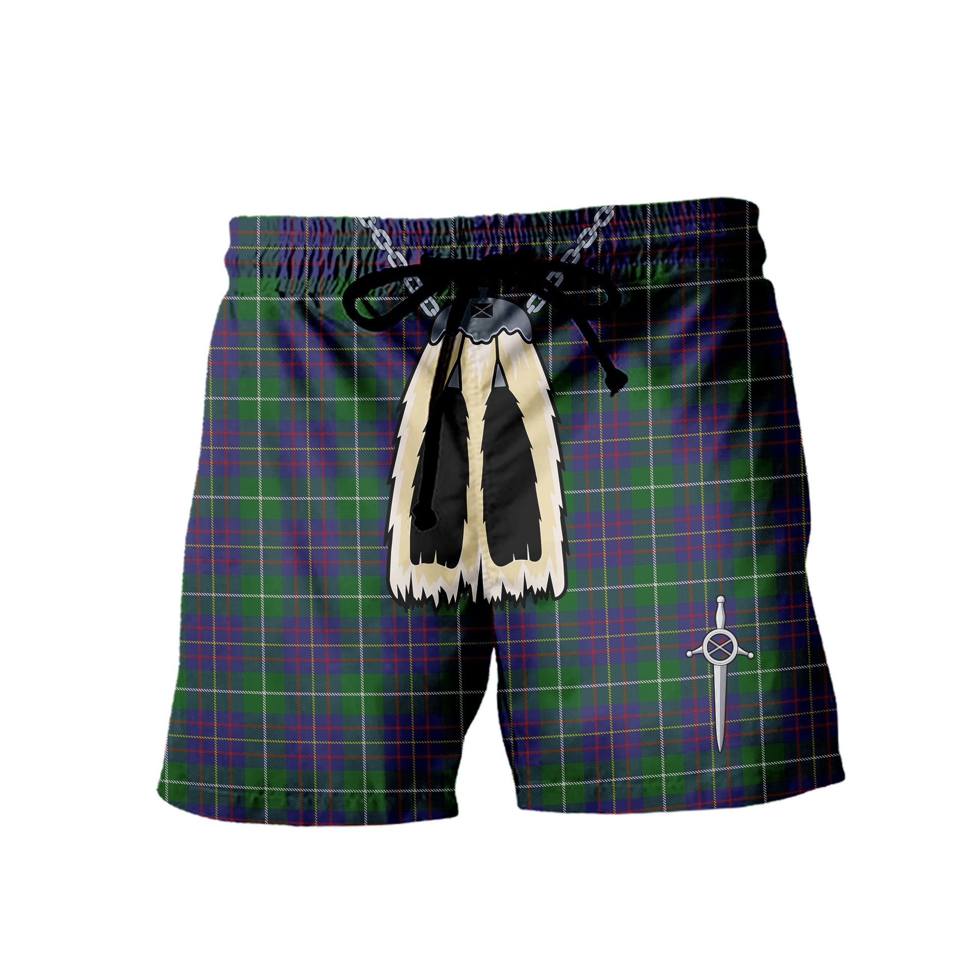 ScotsTee Shop Scottish MacIntyre Inglis Men's Highland Kilt Sporran Tartan Shorts