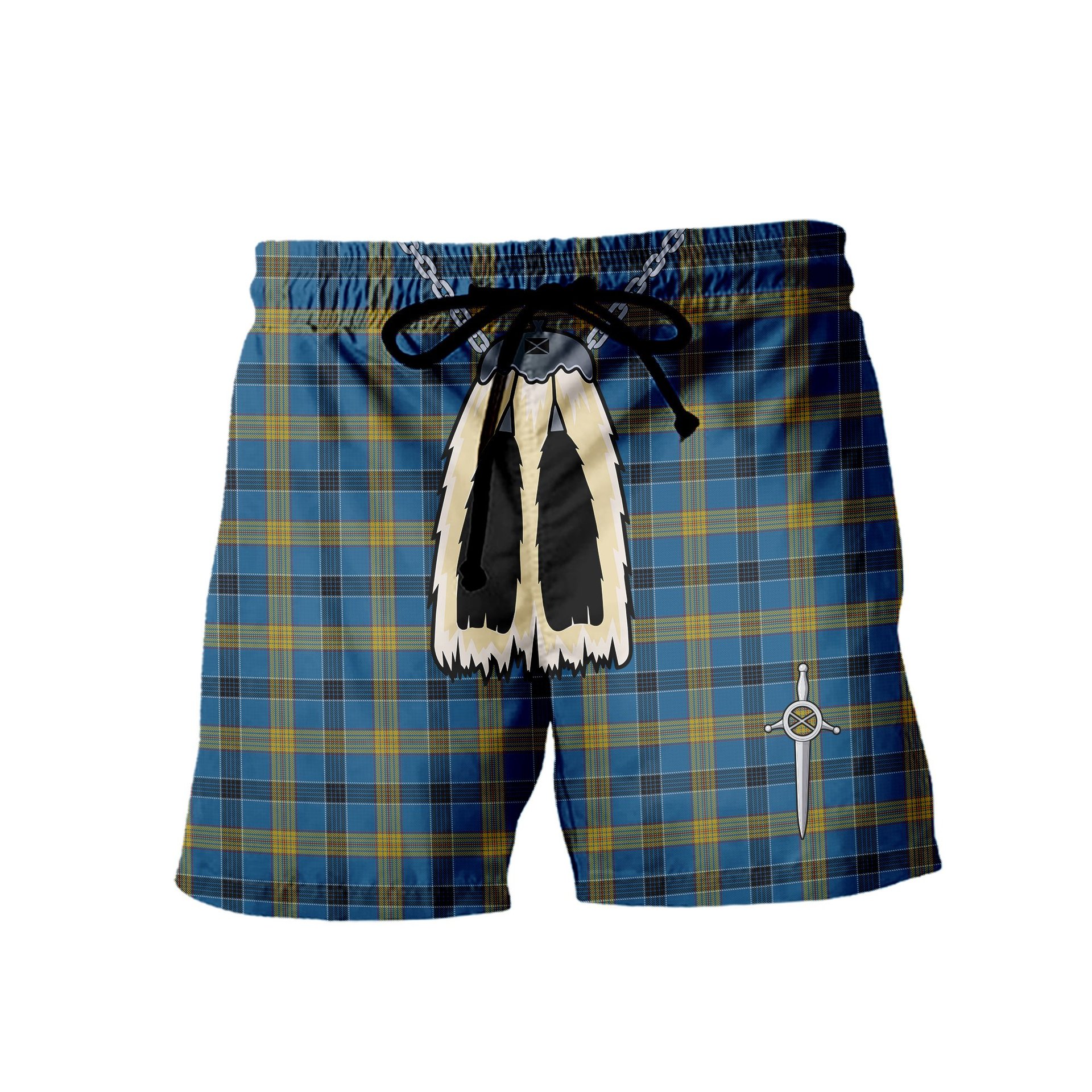 ScotsTee Shop Scottish Laing Men's Highland Kilt Sporran Tartan Shorts