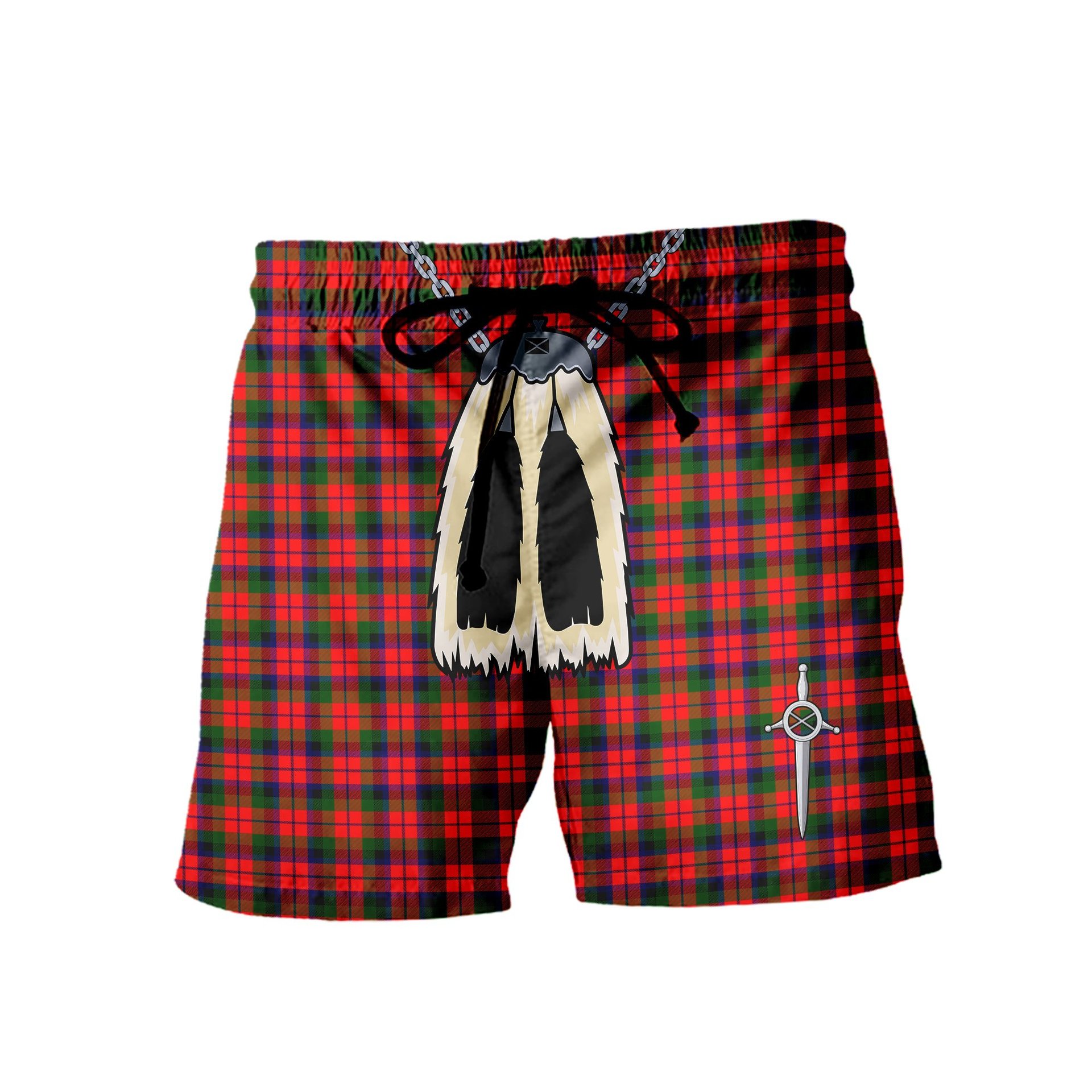 ScotsTee Shop Scottish Macnaghten Modern Men's Highland Kilt Sporran Tartan Shorts