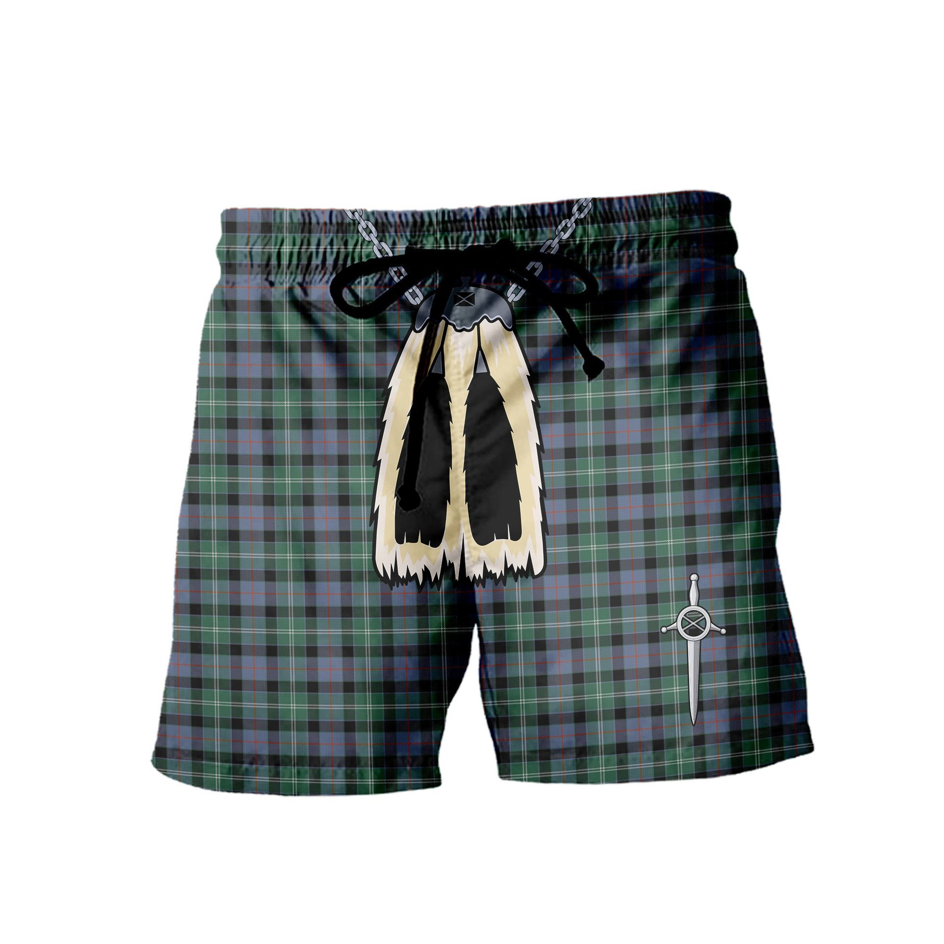 ScotsTee Shop Scottish MacFrog Men's Highland Kilt Sporran Tartan Shorts