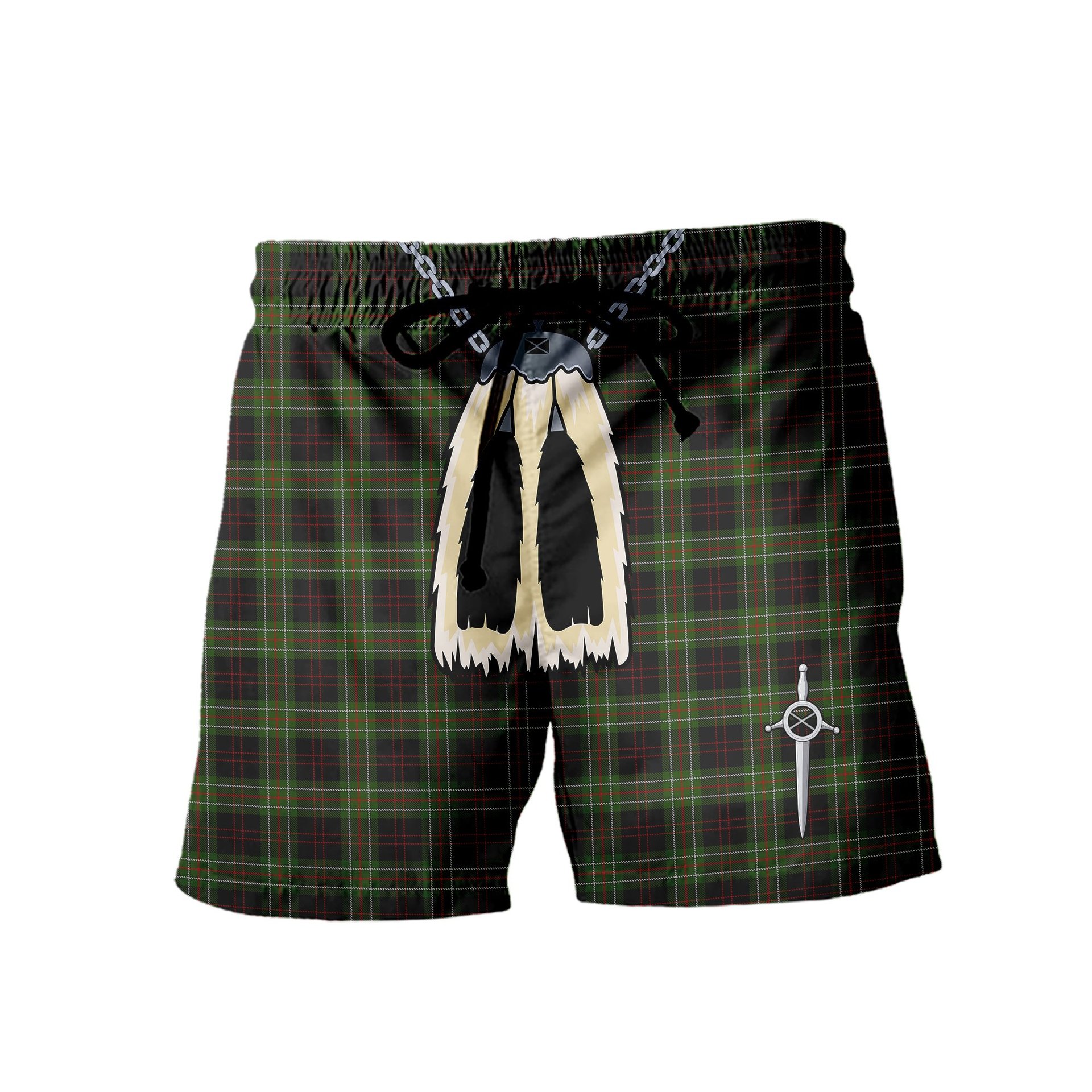 ScotsTee Shop Scottish MacDiarmid Men's Highland Kilt Sporran Tartan Shorts