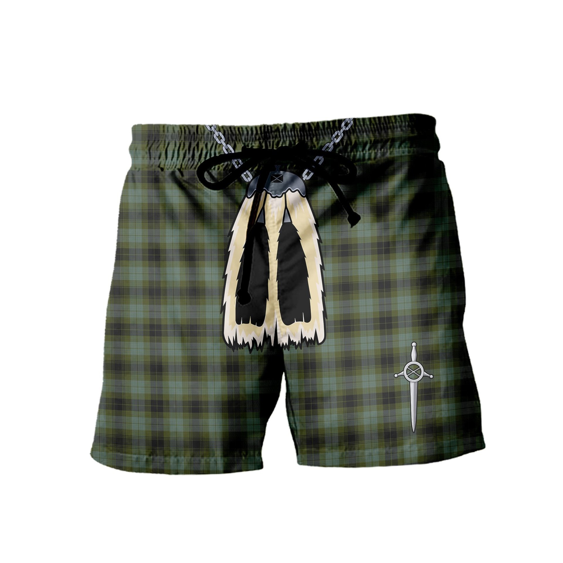 ScotsTee Shop Scottish MacIver Family Men's Highland Kilt Sporran Tartan Shorts