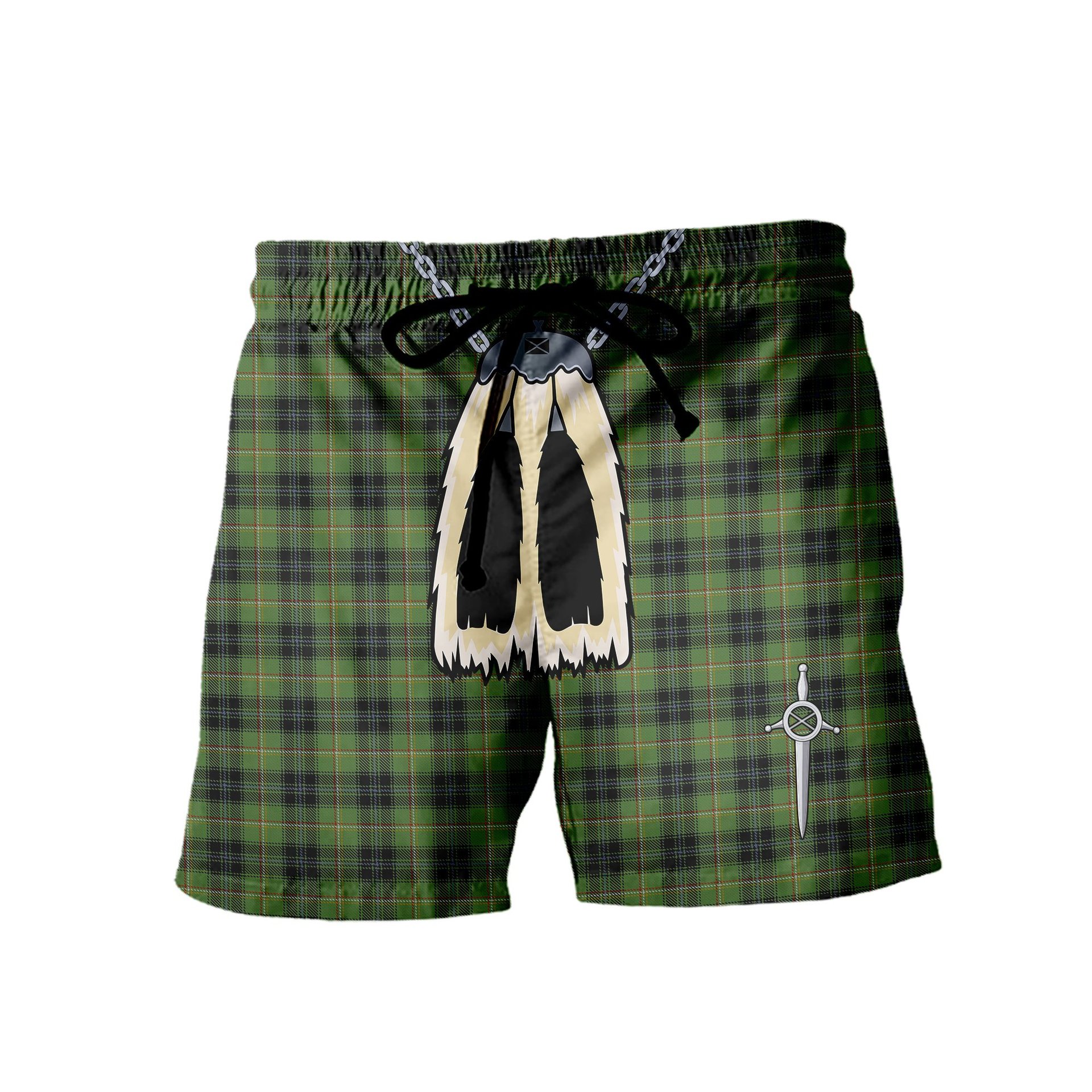 ScotsTee Shop Scottish Lorne Marquis of Men's Highland Kilt Sporran Tartan Shorts