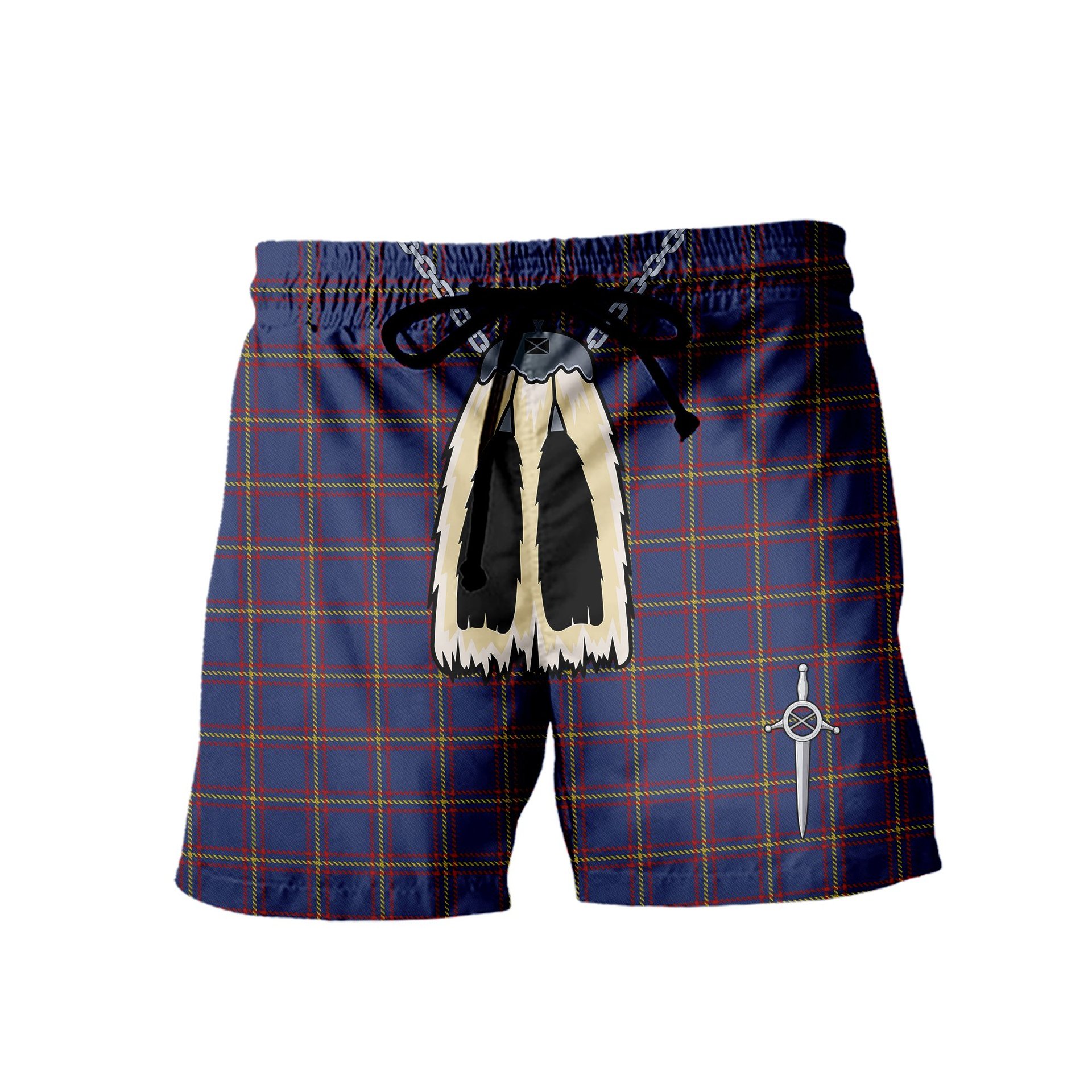 ScotsTee Shop Scottish MacLaine of Lochbuie Men's Highland Kilt Sporran Tartan Shorts