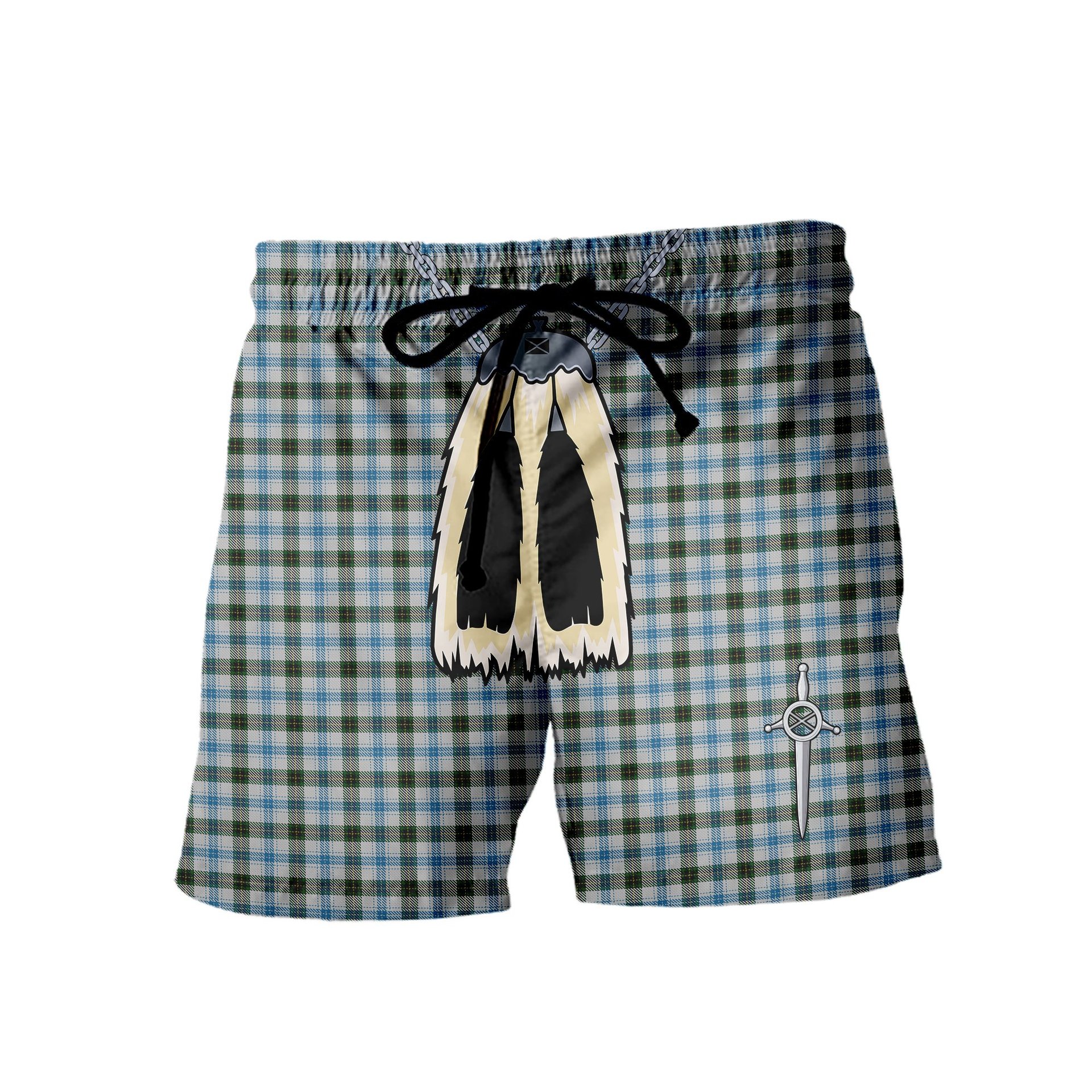 ScotsTee Shop Scottish MacKendrick Dress Men's Highland Kilt Sporran Tartan Shorts