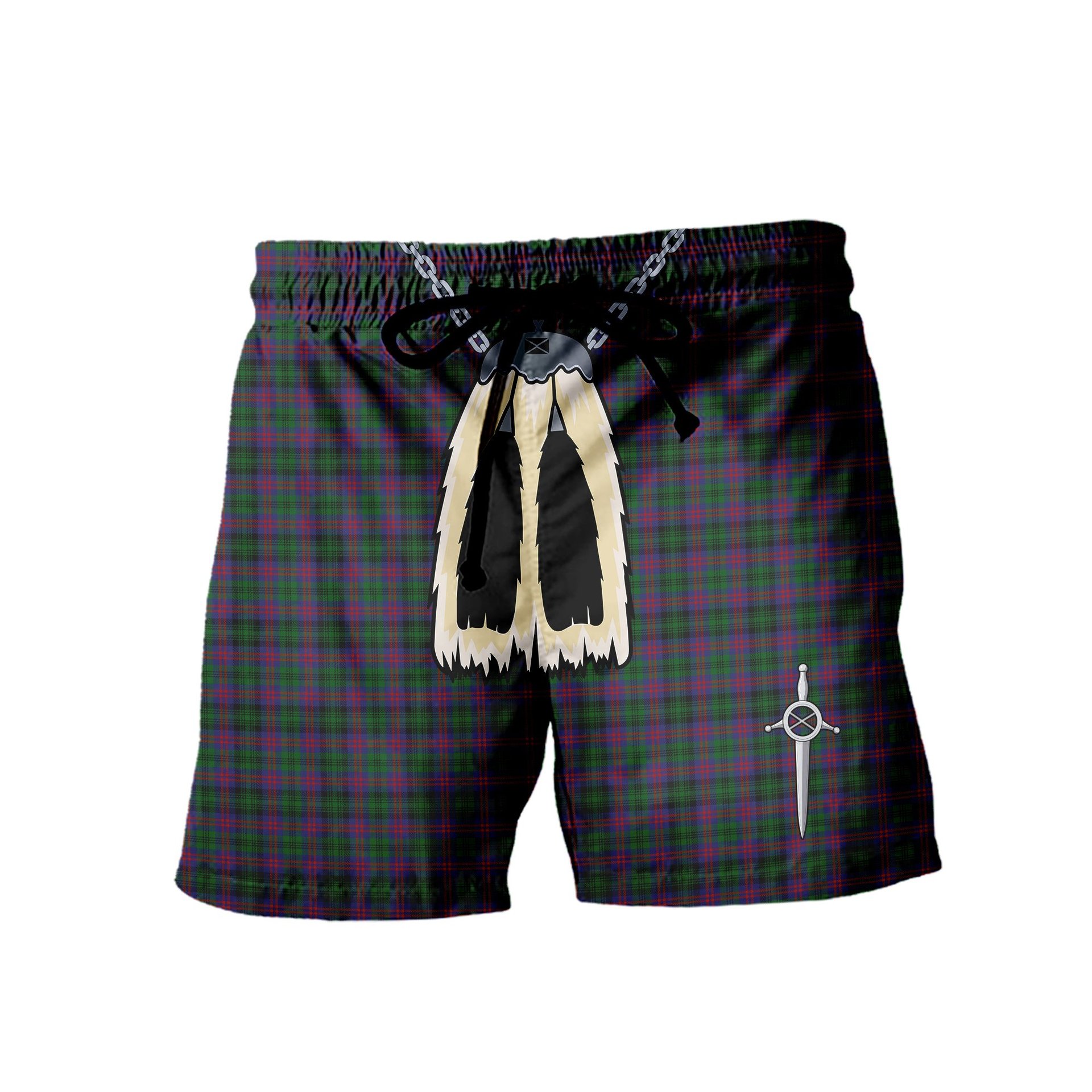 ScotsTee Shop Scottish MacLachlan Hunting Men's Highland Kilt Sporran Tartan Shorts