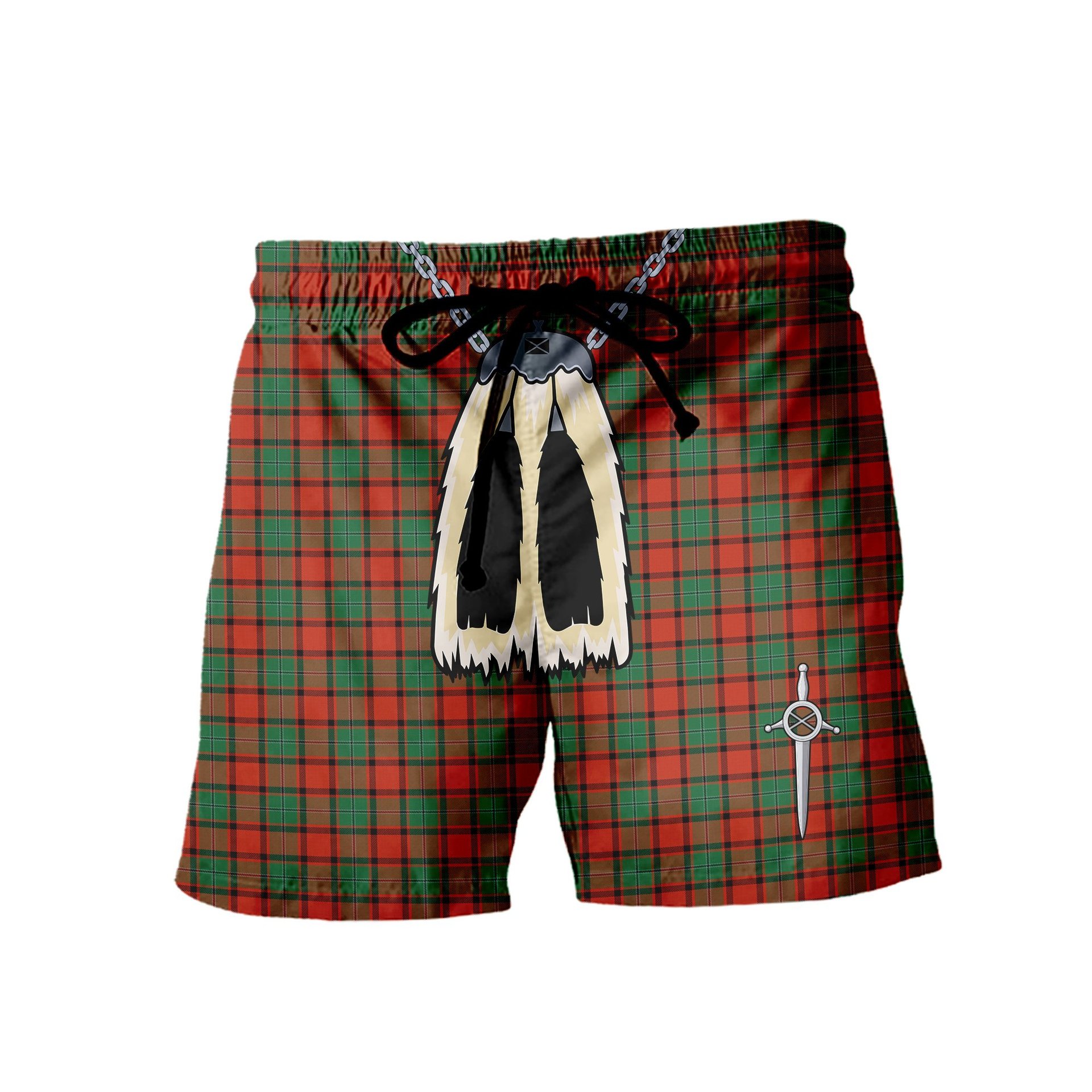 ScotsTee Shop Scottish MacPhail Ancient Men's Highland Kilt Sporran Tartan Shorts