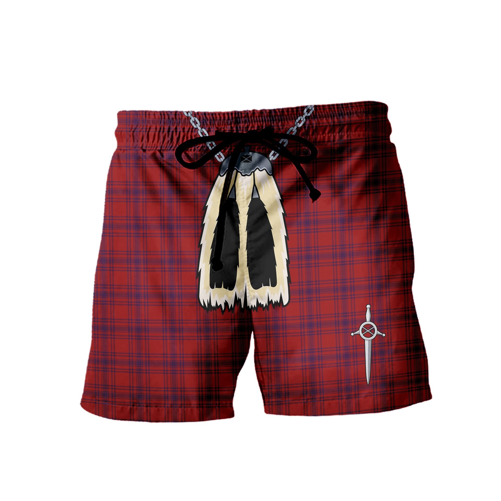 ScotsTee Shop Scottish Kyle Blue Men's Highland Kilt Sporran Tartan Shorts