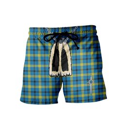 ScotsTee Shop Scottish Laing Modern Men's Highland Kilt Sporran Tartan Shorts