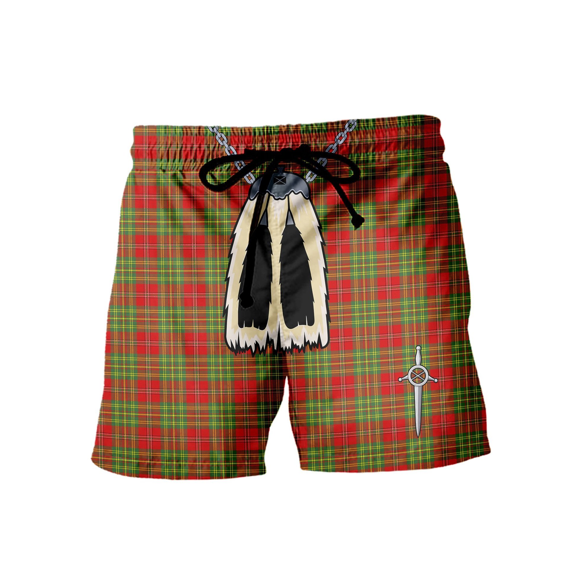 ScotsTee Shop Scottish Leask Modern Men's Highland Kilt Sporran Tartan Shorts