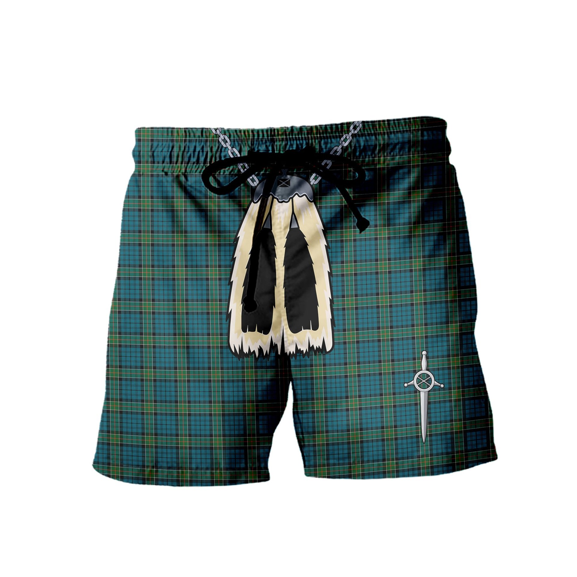 ScotsTee Shop Scottish Kirkpatrick Men's Highland Kilt Sporran Tartan Shorts