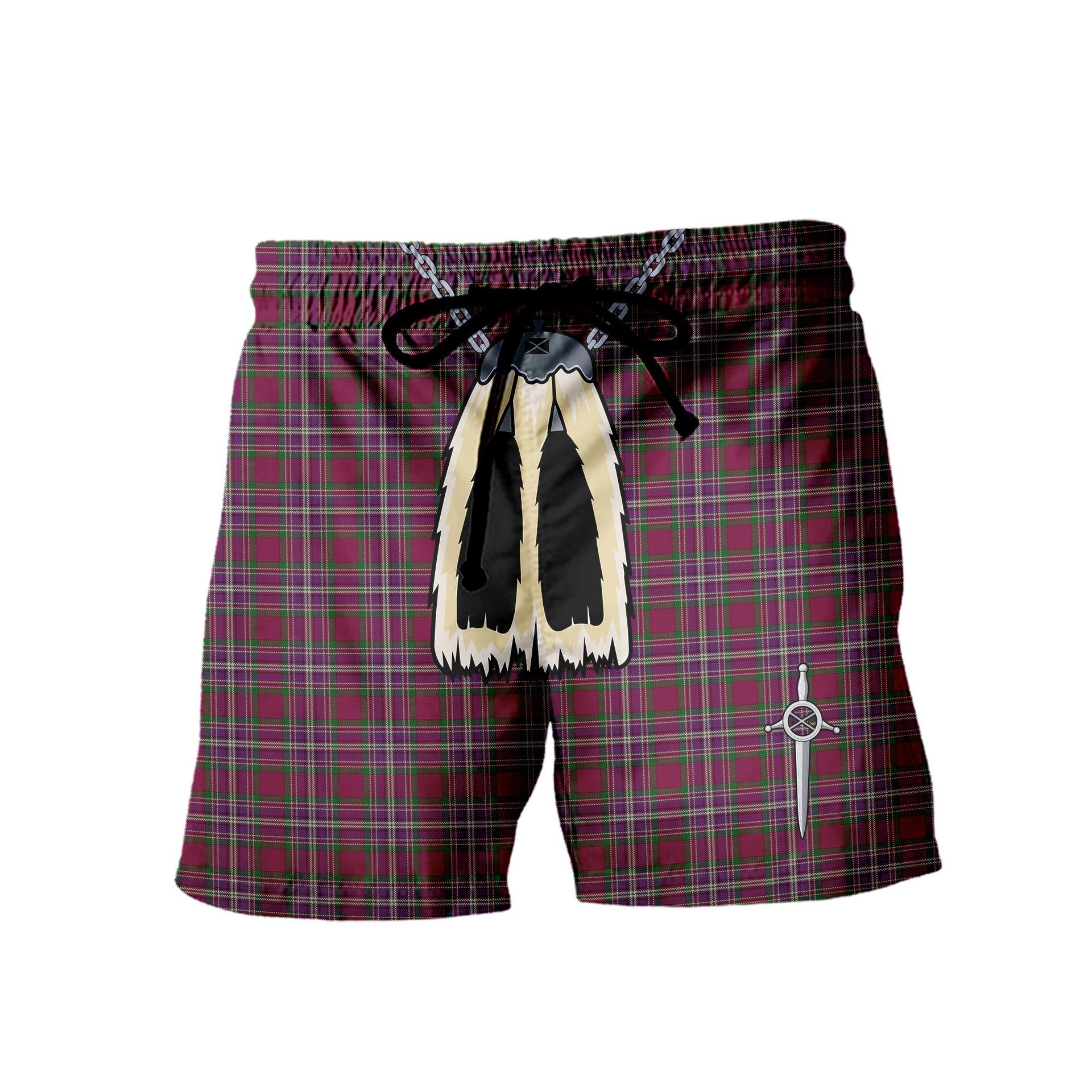 ScotsTee Shop Scottish Lendrum Lyon version Men's Highland Kilt Sporran Tartan Shorts