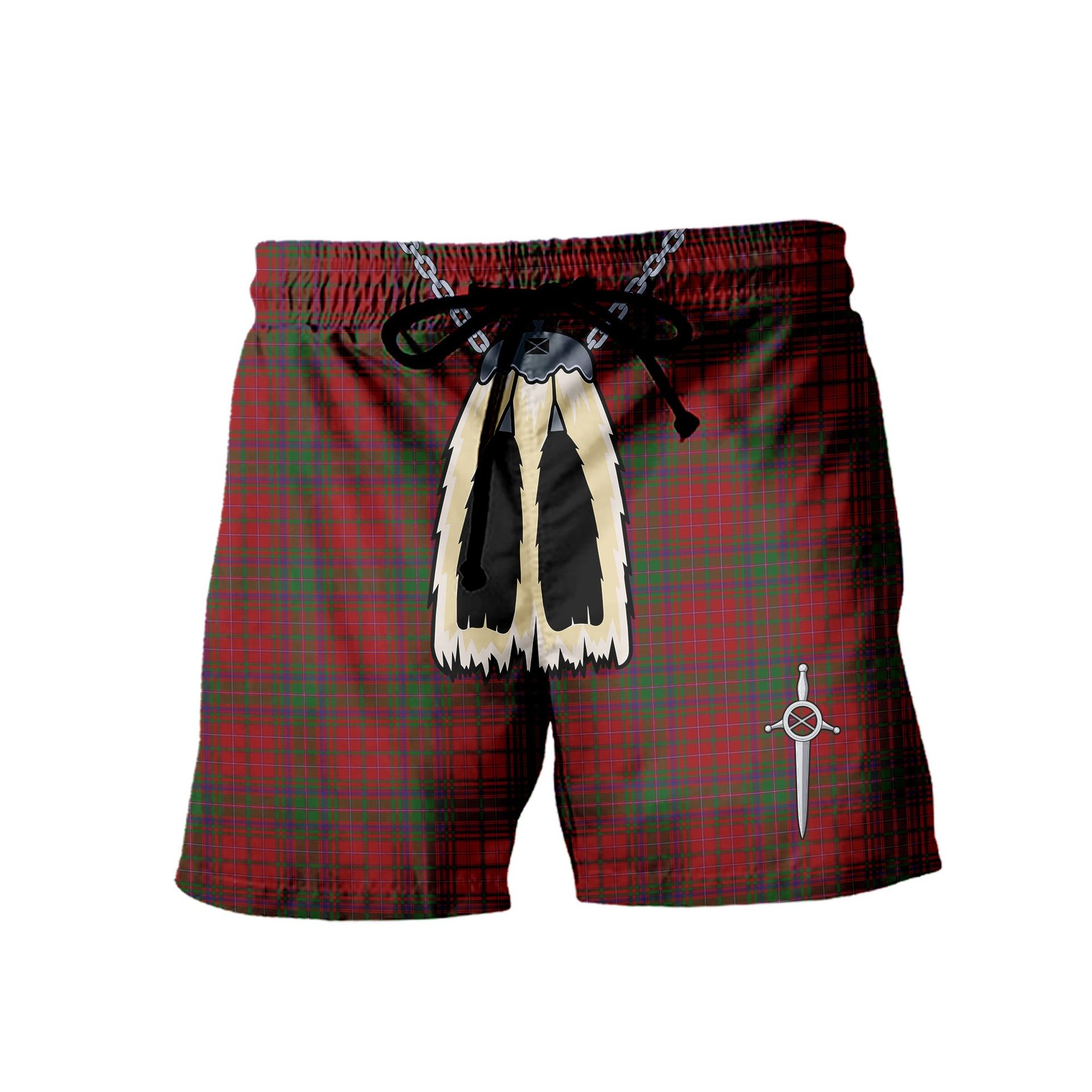 ScotsTee Shop Scottish MacDougall Men's Highland Kilt Sporran Tartan Shorts