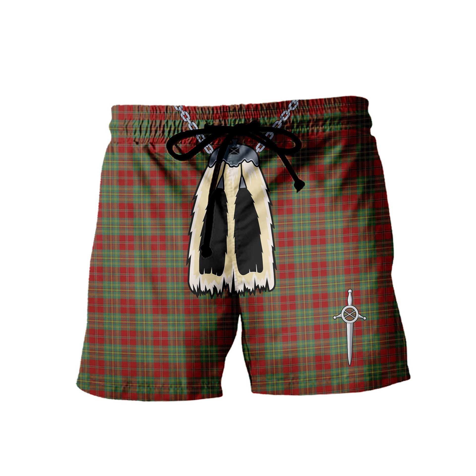 ScotsTee Shop Scottish Leask Men's Highland Kilt Sporran Tartan Shorts
