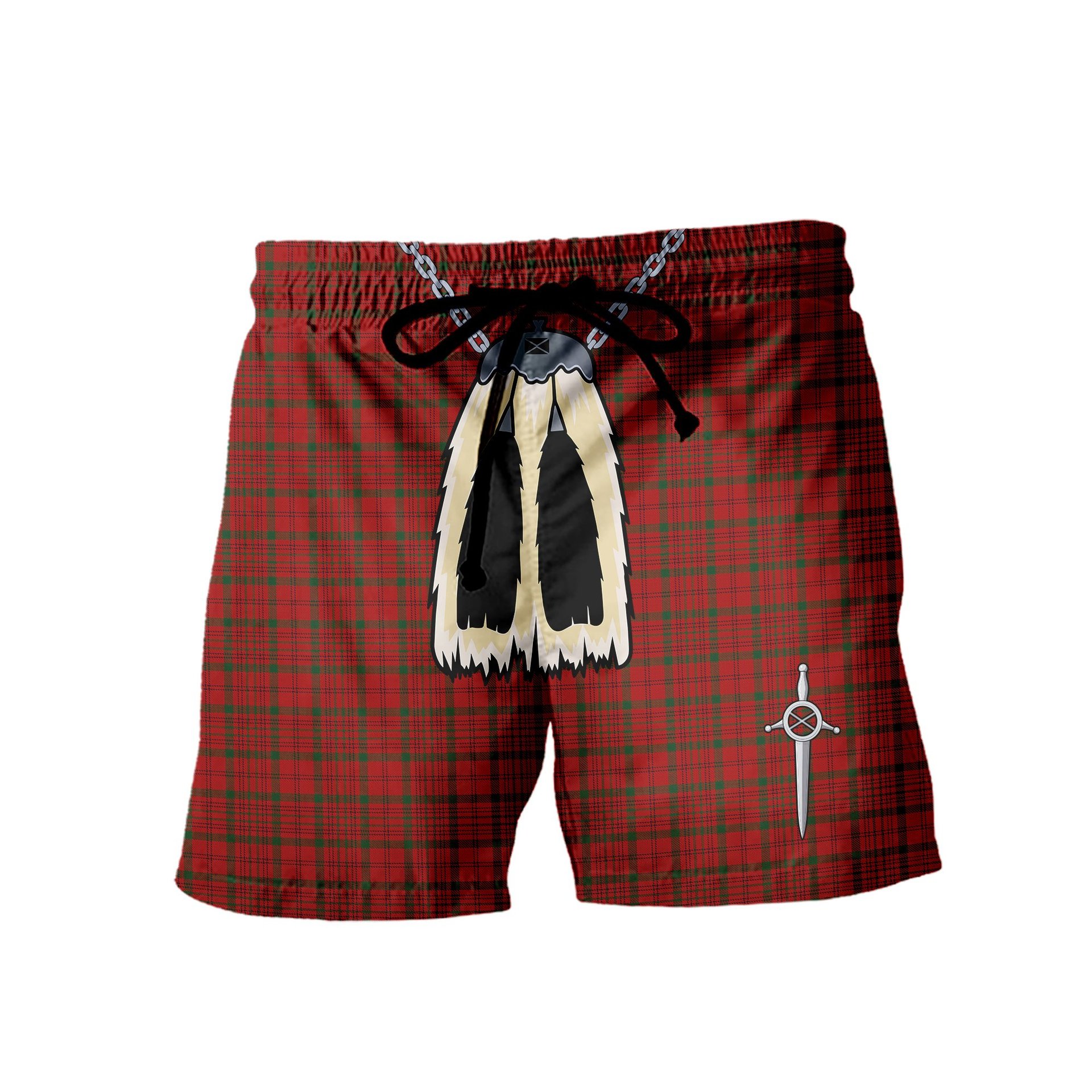 ScotsTee Shop Scottish MacDonell of Keppach Men's Highland Kilt Sporran Tartan Shorts