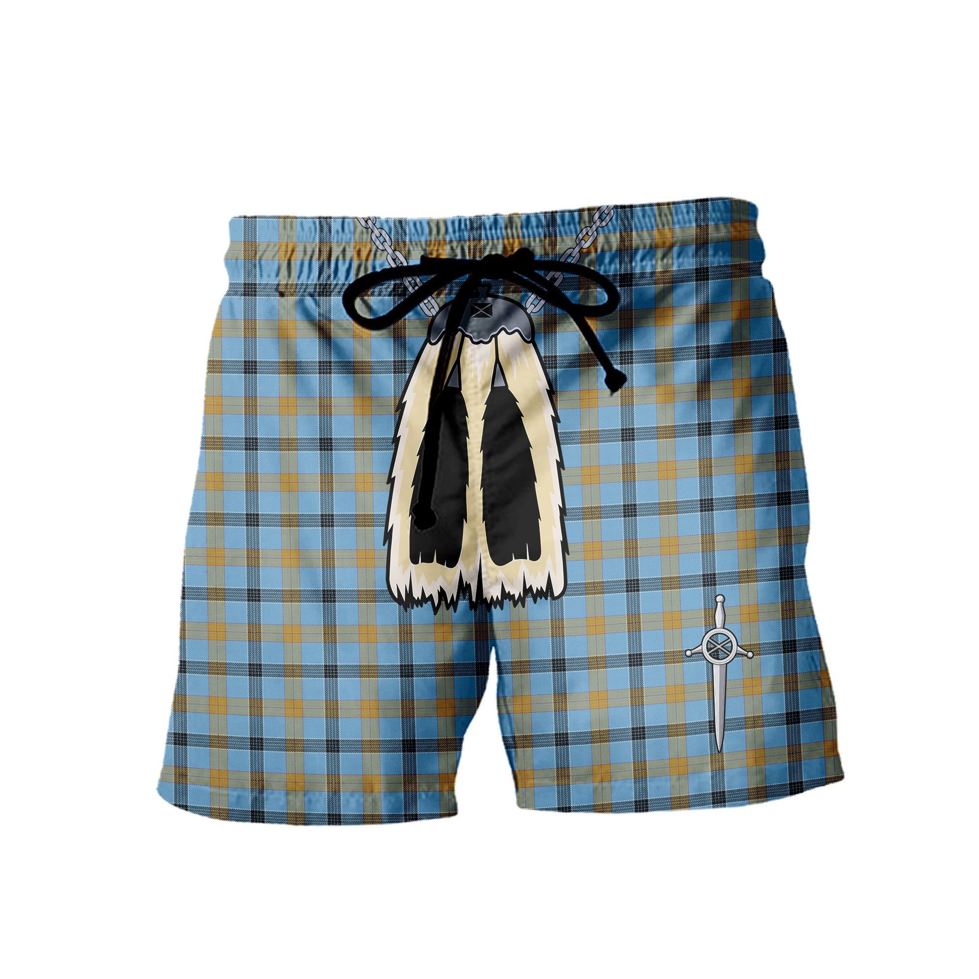 ScotsTee Shop Scottish Laing Ancient Men's Highland Kilt Sporran Tartan Shorts