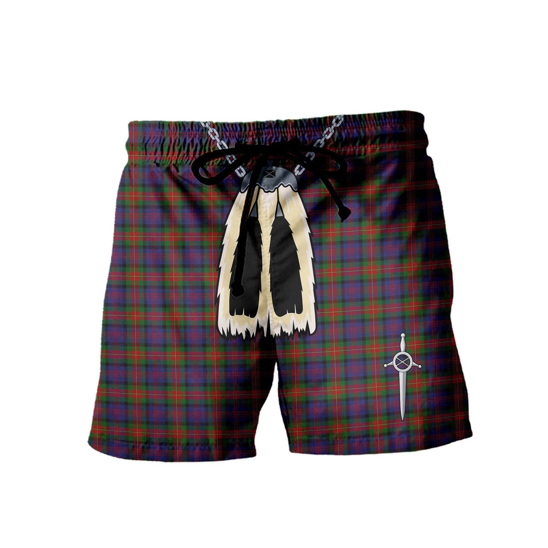ScotsTee Shop Scottish MacLagan of Glenquiech Men's Highland Kilt Sporran Tartan Shorts