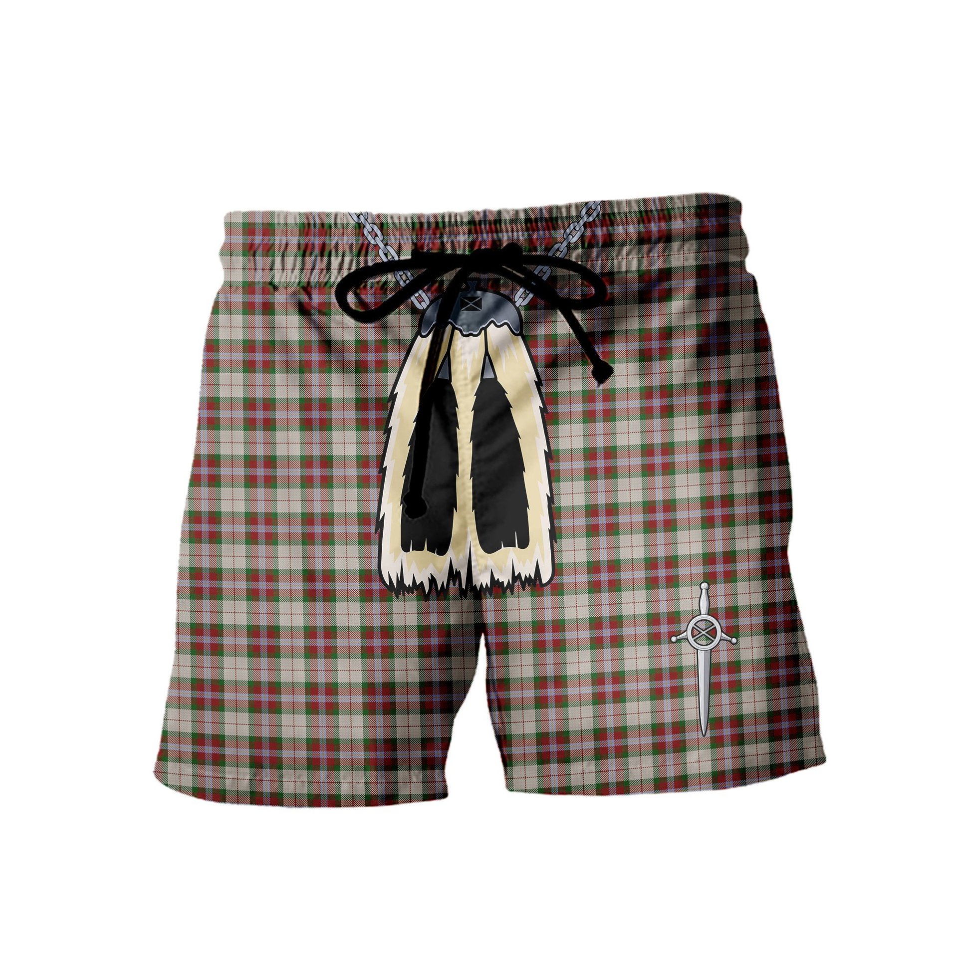 ScotsTee Shop Scottish MacLean Dress Men's Highland Kilt Sporran Tartan Shorts