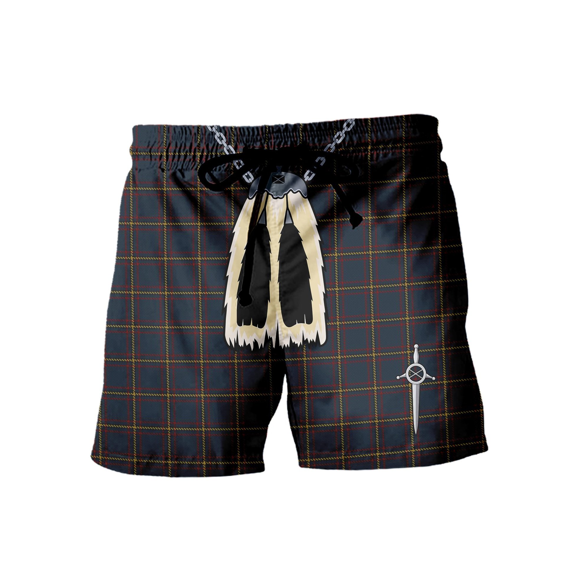 ScotsTee Shop Scottish MacLaine of Lochbuie Hunting Men's Highland Kilt Sporran Tartan Shorts