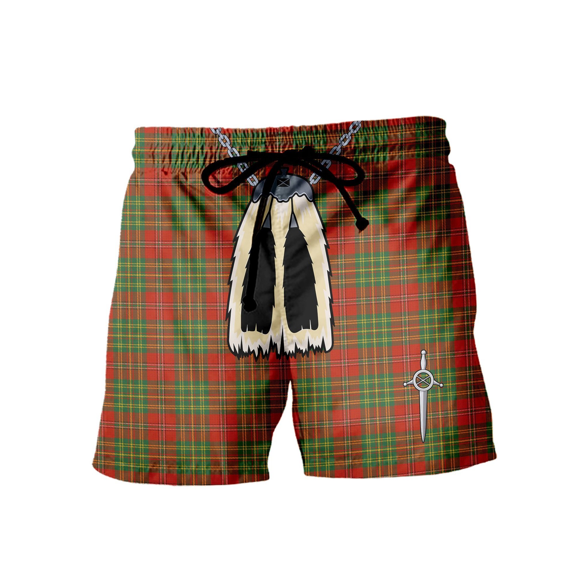 ScotsTee Shop Scottish Leask Ancient Men's Highland Kilt Sporran Tartan Shorts