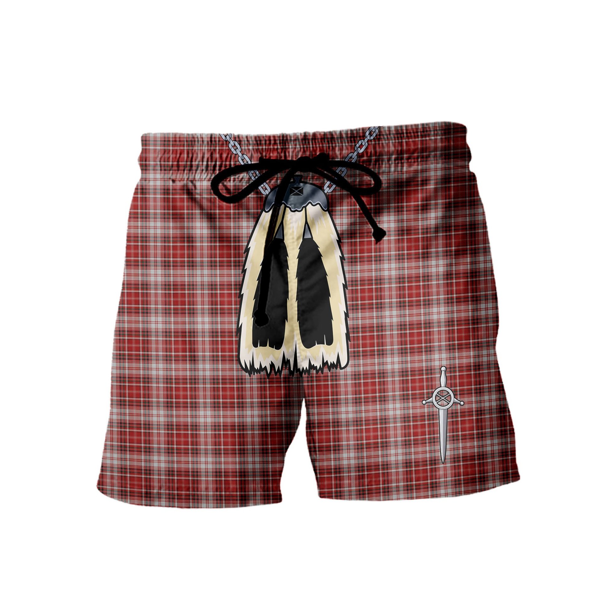 ScotsTee Shop Scottish MacDougal Dress Men's Highland Kilt Sporran Tartan Shorts