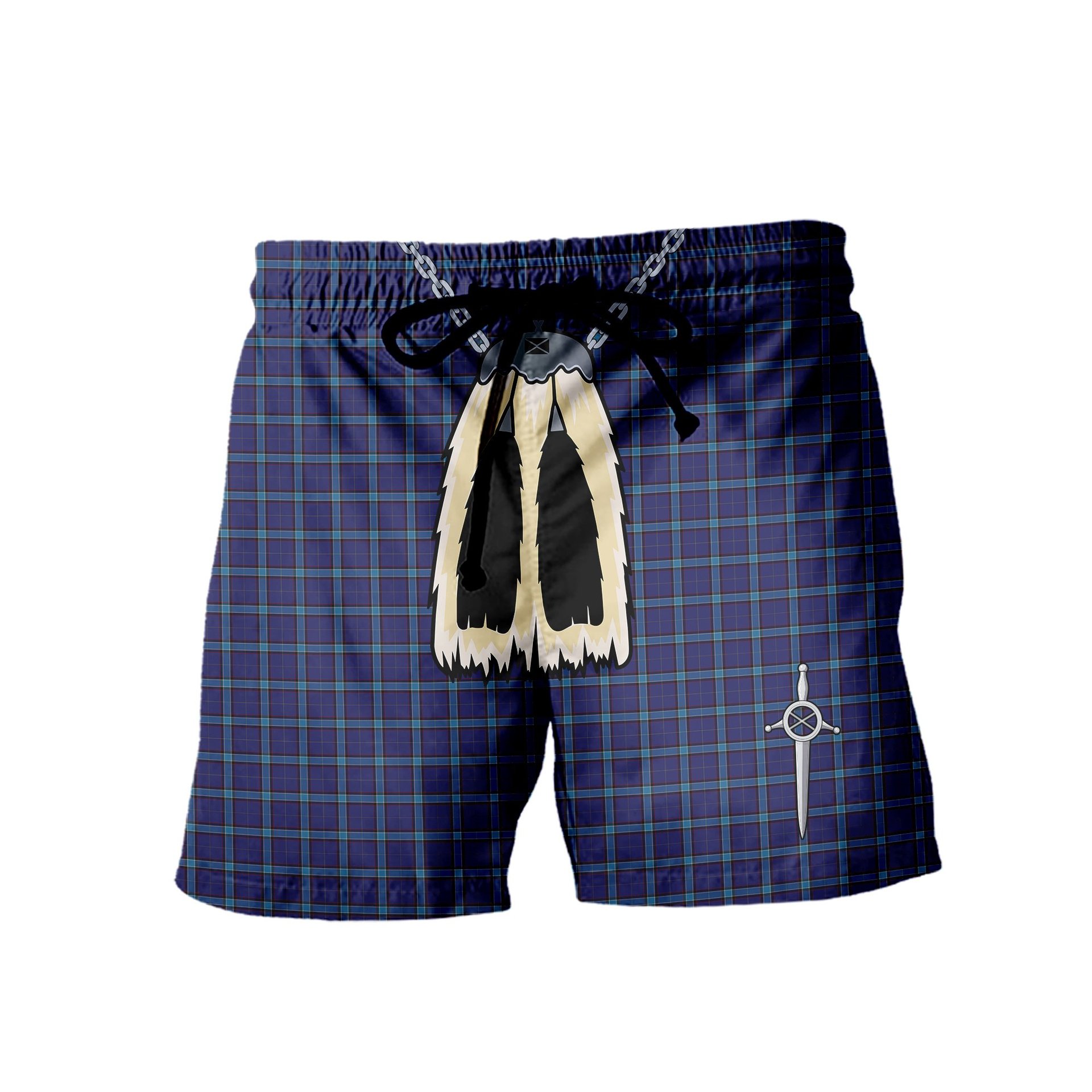 ScotsTee Shop Scottish Kirkcaldy Men's Highland Kilt Sporran Tartan Shorts