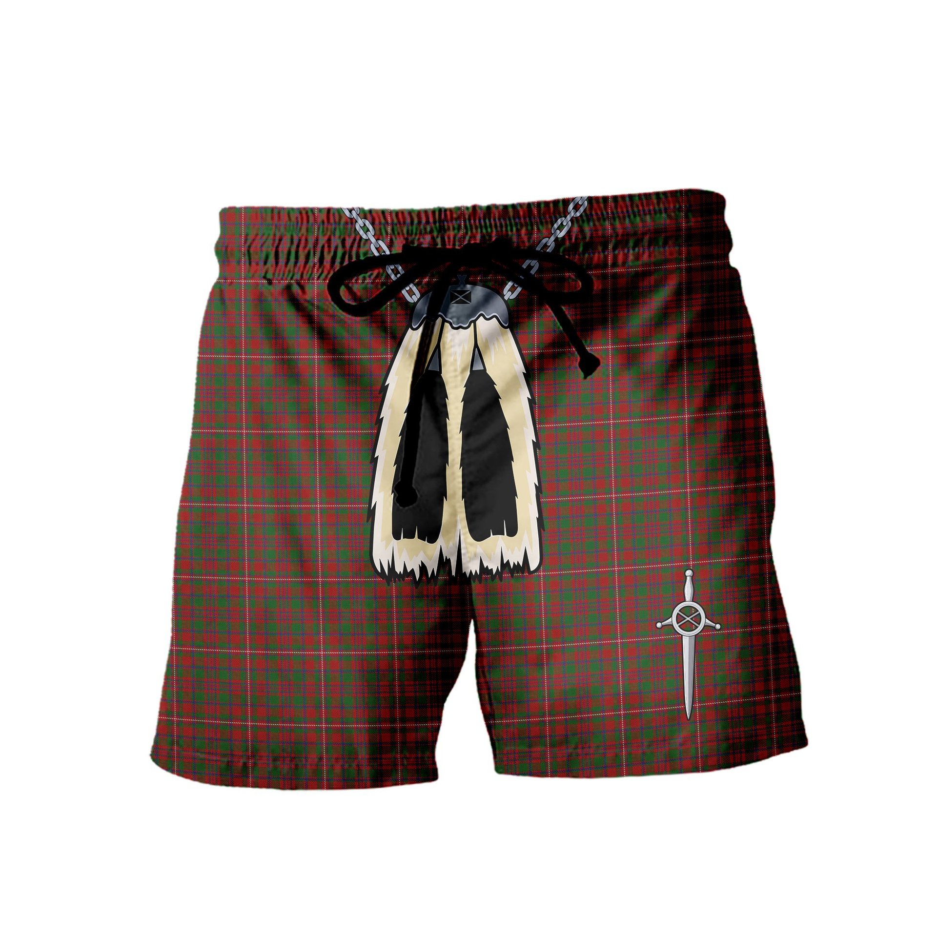ScotsTee Shop Scottish MacKinnon Men's Highland Kilt Sporran Tartan Shorts