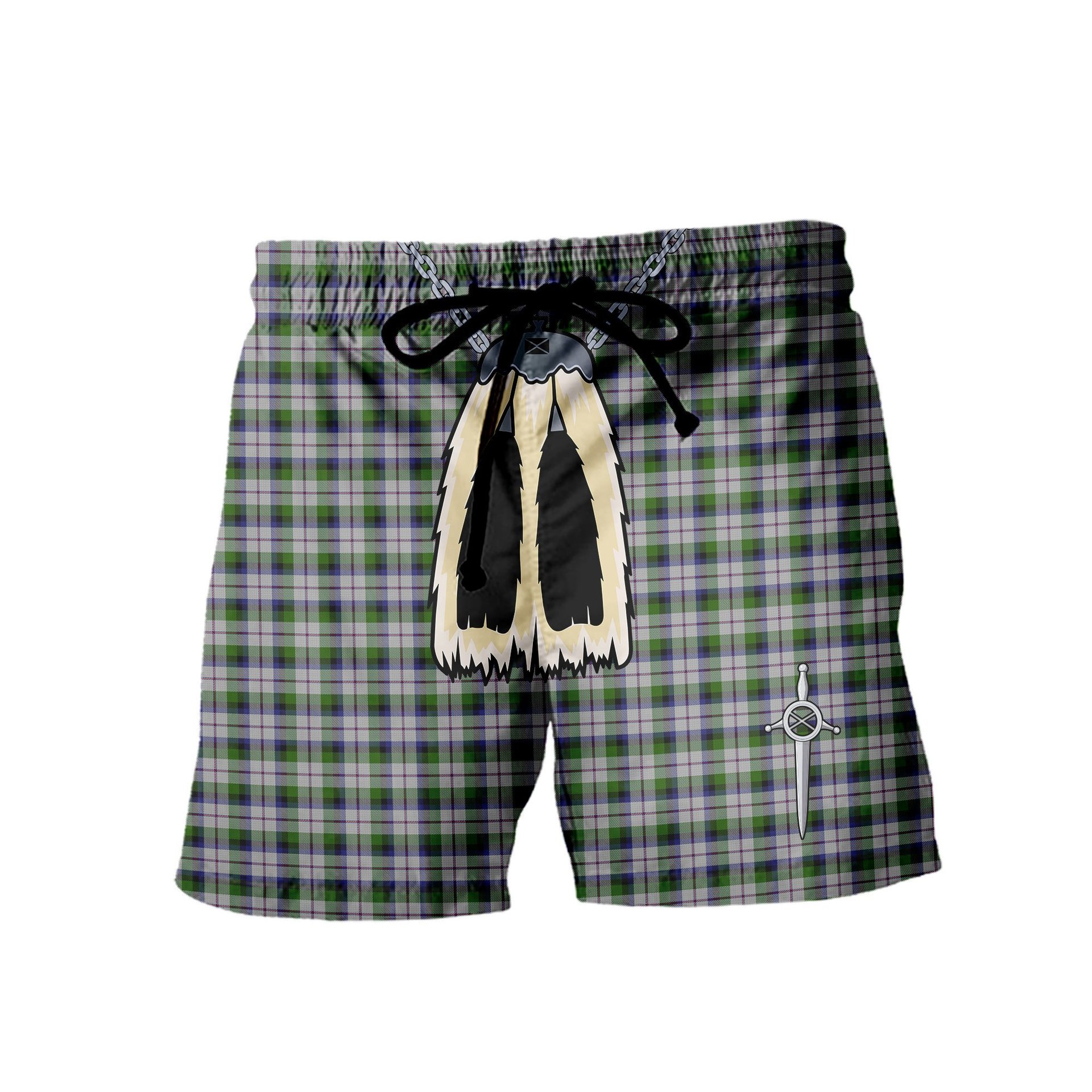 ScotsTee Shop Scottish MacNachten Dress Men's Highland Kilt Sporran Tartan Shorts