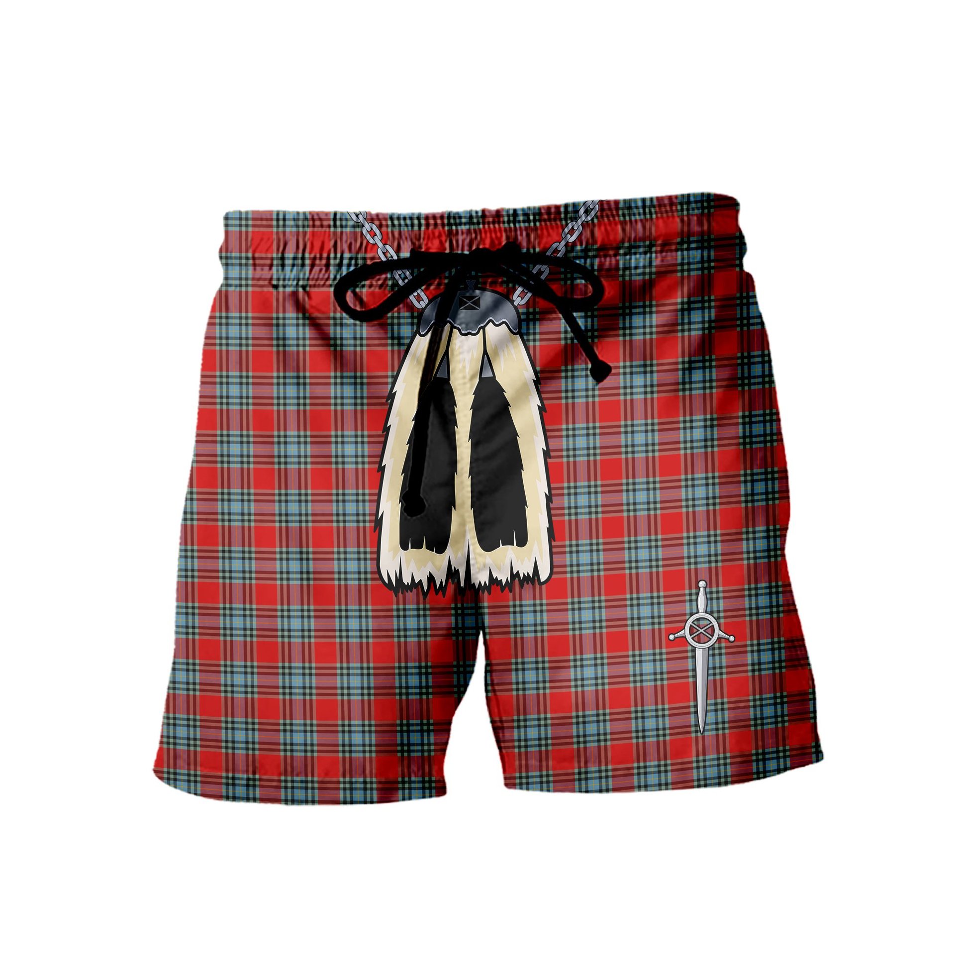 ScotsTee Shop Scottish MacLeay SC Men's Highland Kilt Sporran Tartan Shorts