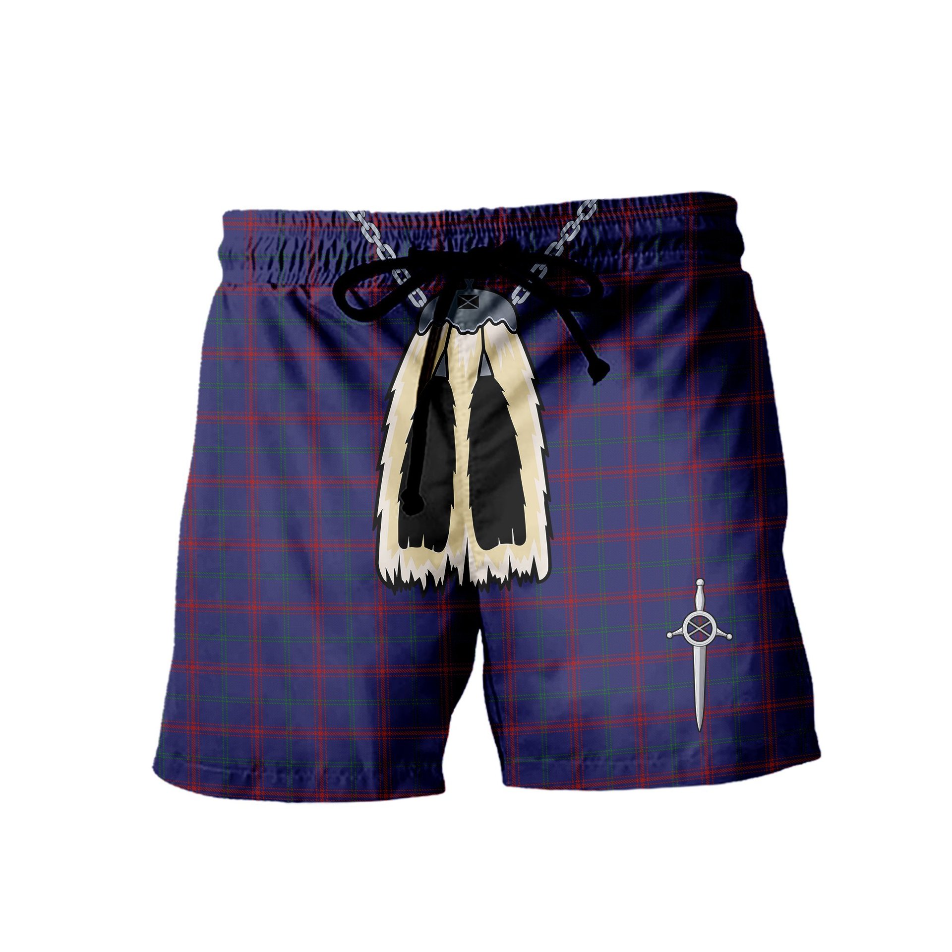 ScotsTee Shop Scottish Lynch Men's Highland Kilt Sporran Tartan Shorts