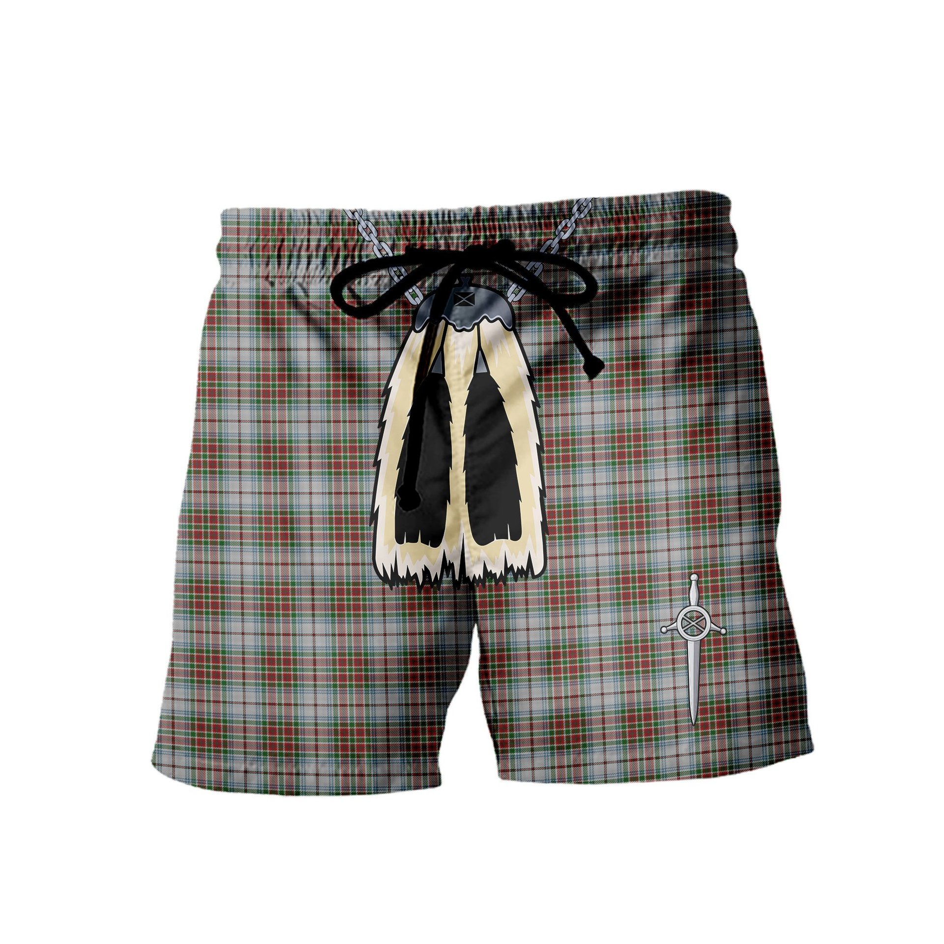 ScotsTee Shop Scottish MacBean Dress Men's Highland Kilt Sporran Tartan Shorts