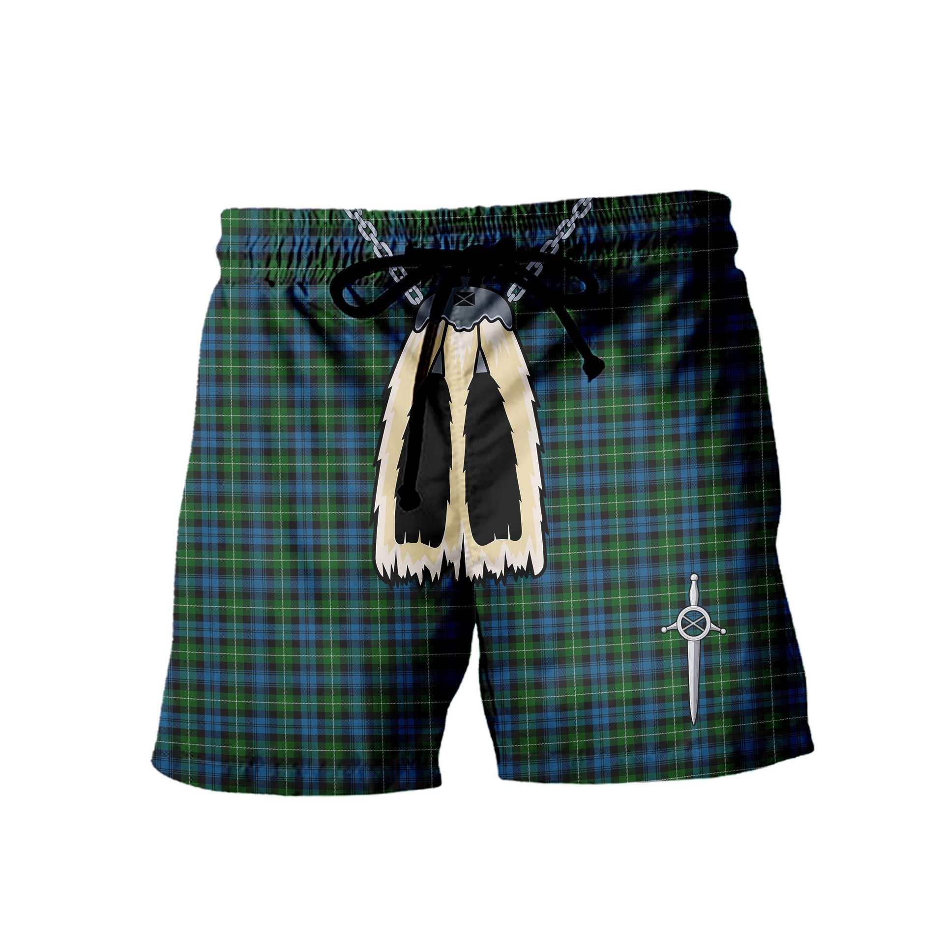 ScotsTee Shop Scottish Lamont Men's Highland Kilt Sporran Tartan Shorts