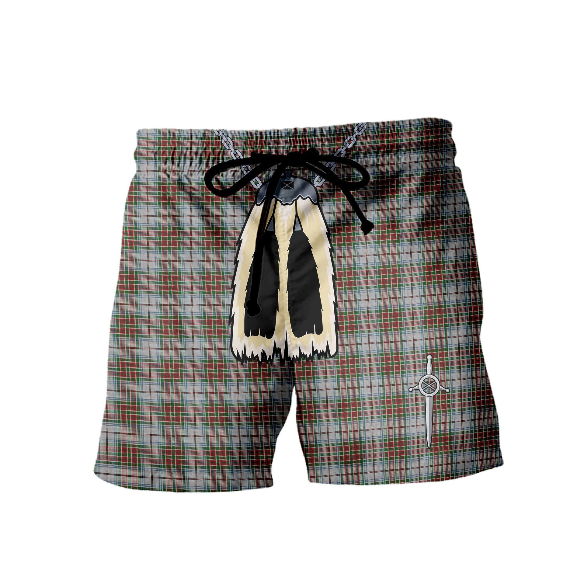 ScotsTee Shop Scottish MacBain Dress Men's Highland Kilt Sporran Tartan Shorts