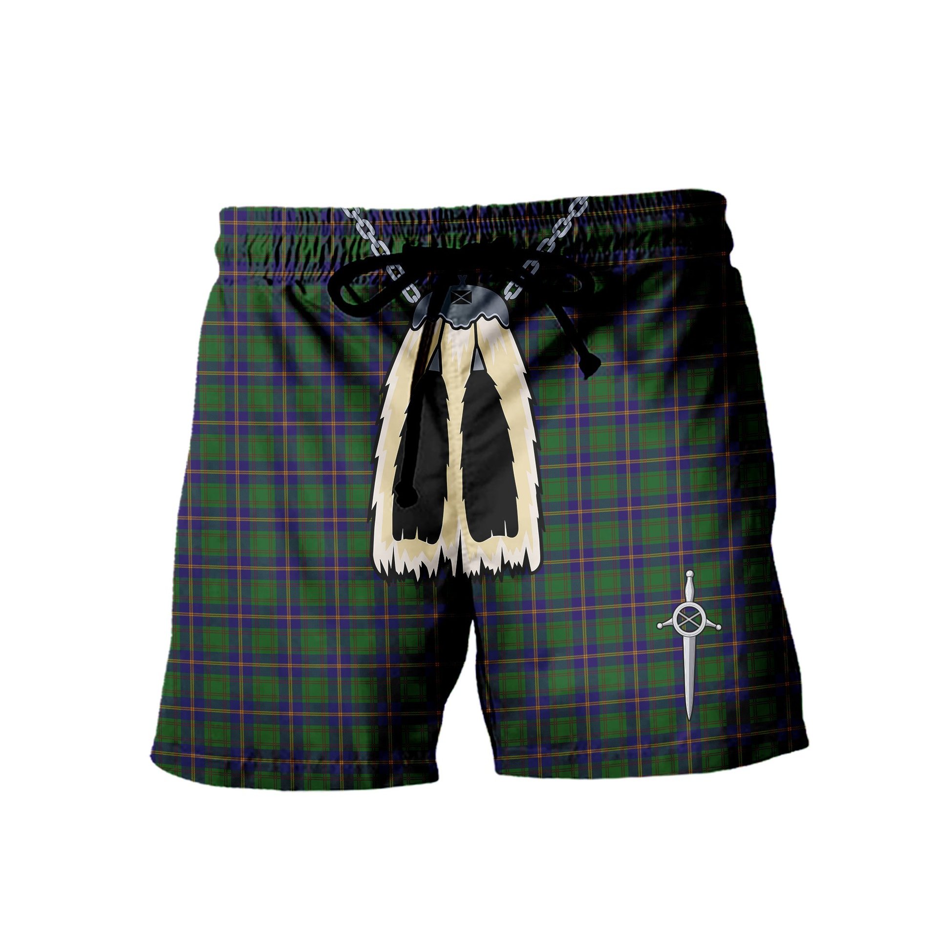 ScotsTee Shop Scottish Leatherneck Men's Highland Kilt Sporran Tartan Shorts