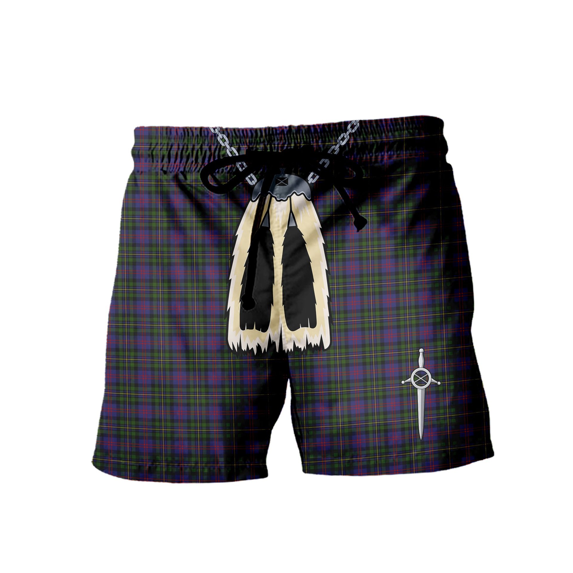 ScotsTee Shop Scottish MacCallum of Berwick Men's Highland Kilt Sporran Tartan Shorts
