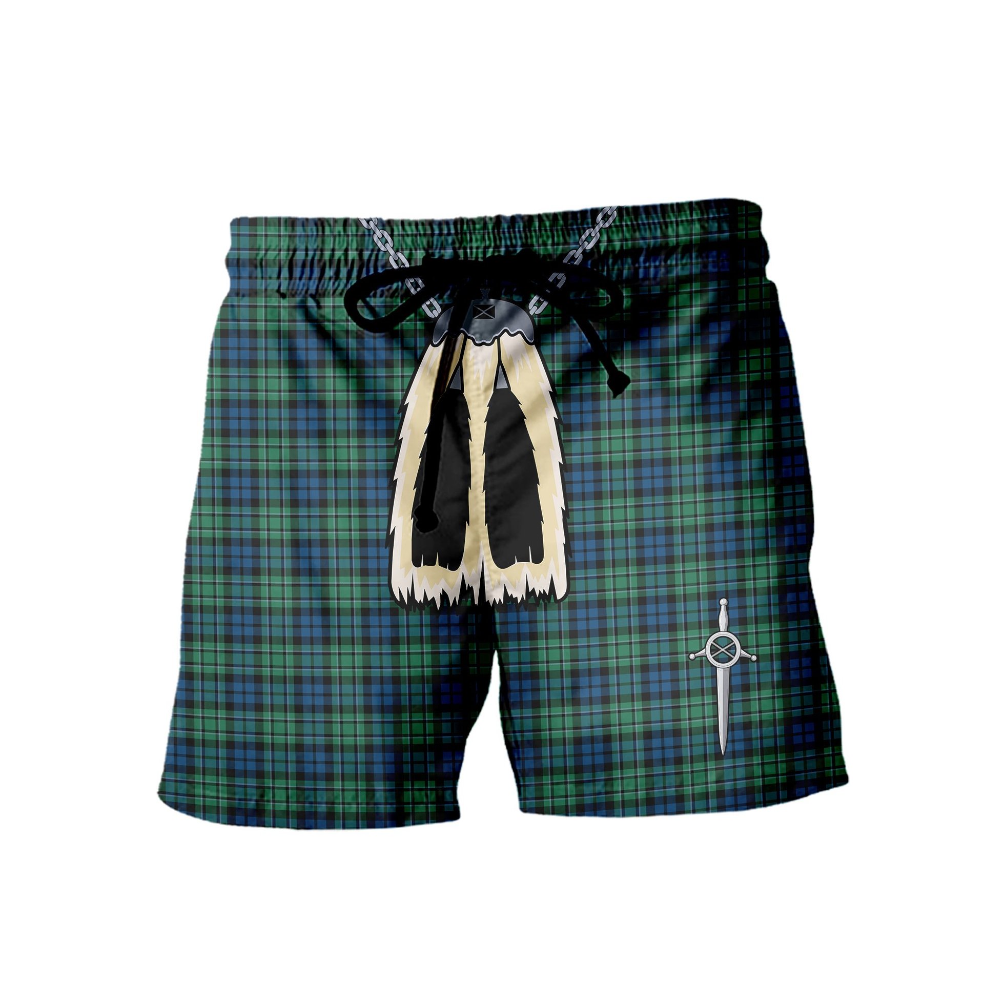 ScotsTee Shop Scottish MacCallum Ancient SC Men's Highland Kilt Sporran Tartan Shorts