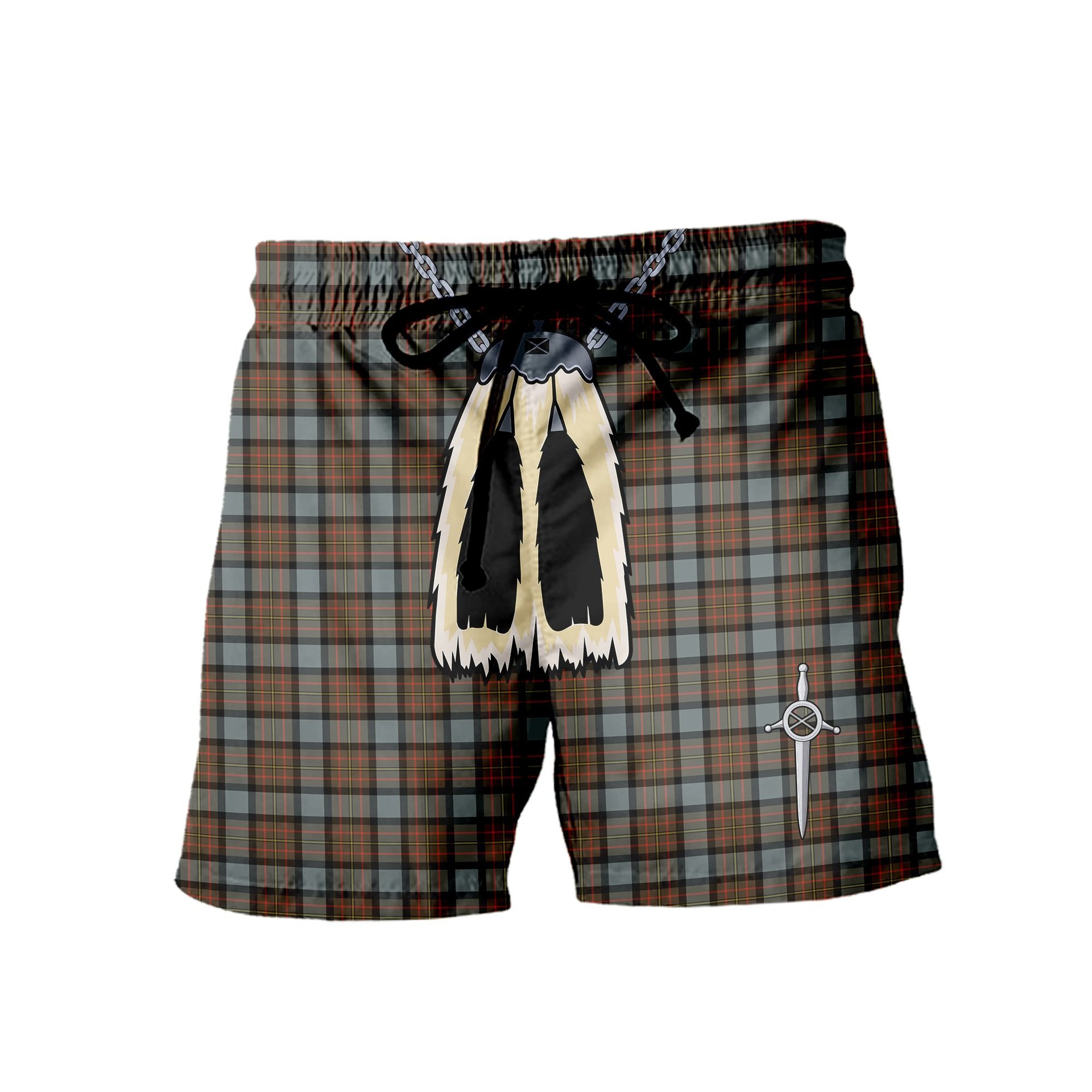 ScotsTee Shop Scottish MacLaren Weathered Men's Highland Kilt Sporran Tartan Shorts