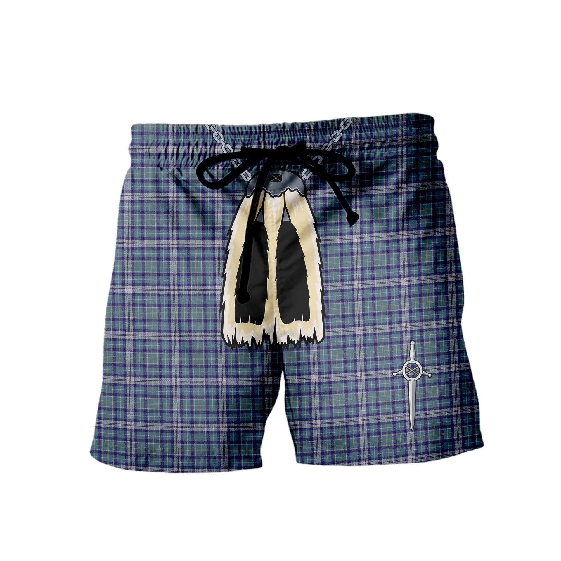 ScotsTee Shop Scottish MacHinery Dress Men's Highland Kilt Sporran Tartan Shorts