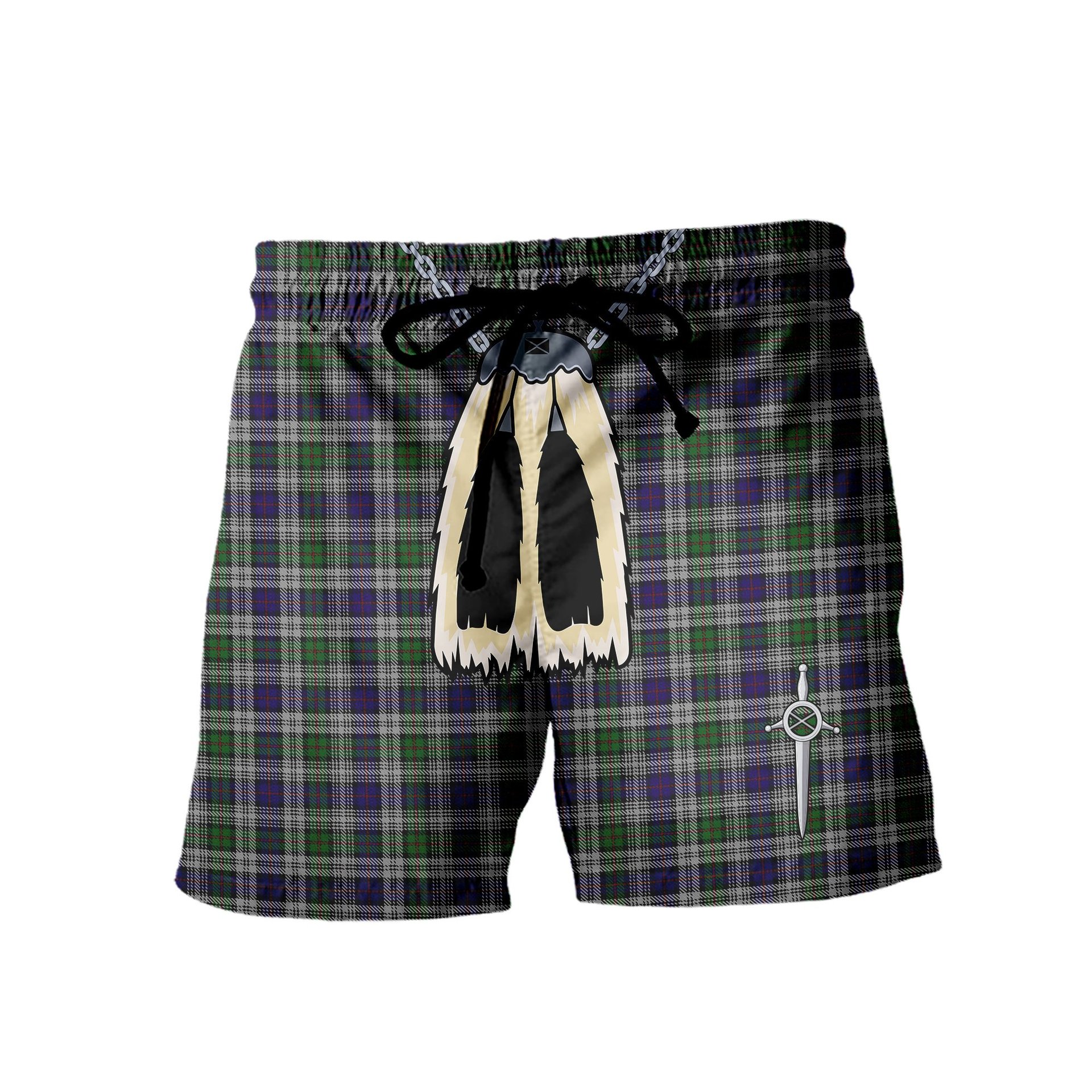 ScotsTee Shop Scottish MacKinlay Dress Men's Highland Kilt Sporran Tartan Shorts