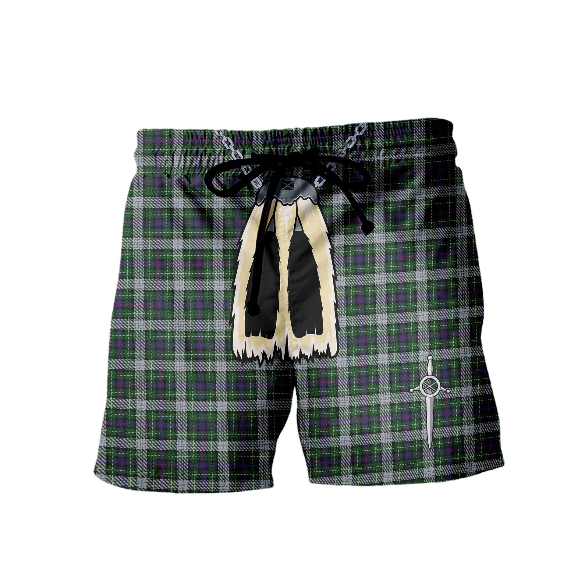 ScotsTee Shop Scottish MacKenzie Dress Men's Highland Kilt Sporran Tartan Shorts