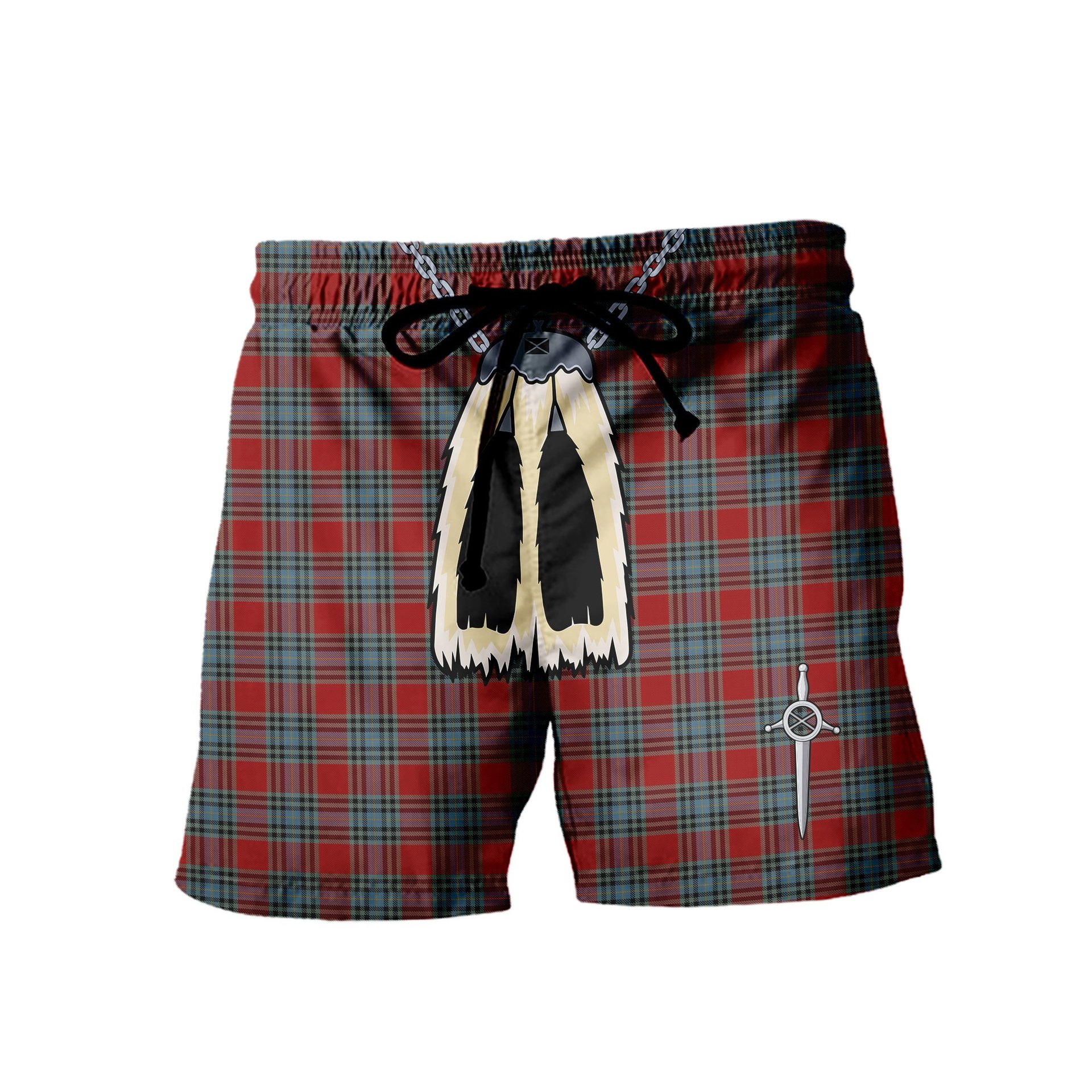 ScotsTee Shop Scottish MacLeay Men's Highland Kilt Sporran Tartan Shorts