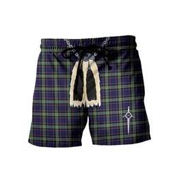 ScotsTee Shop Scottish MacKusick Men's Highland Kilt Sporran Tartan Shorts