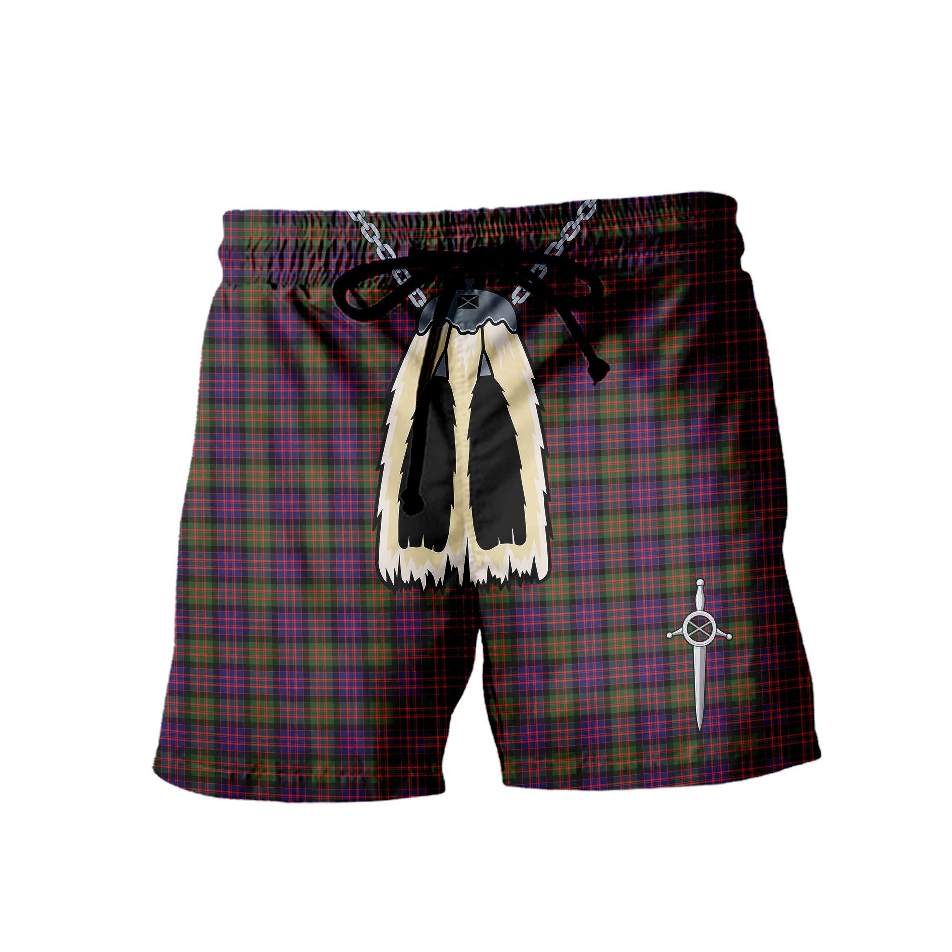 ScotsTee Shop Scottish MacDonald Modern Men's Highland Kilt Sporran Tartan Shorts