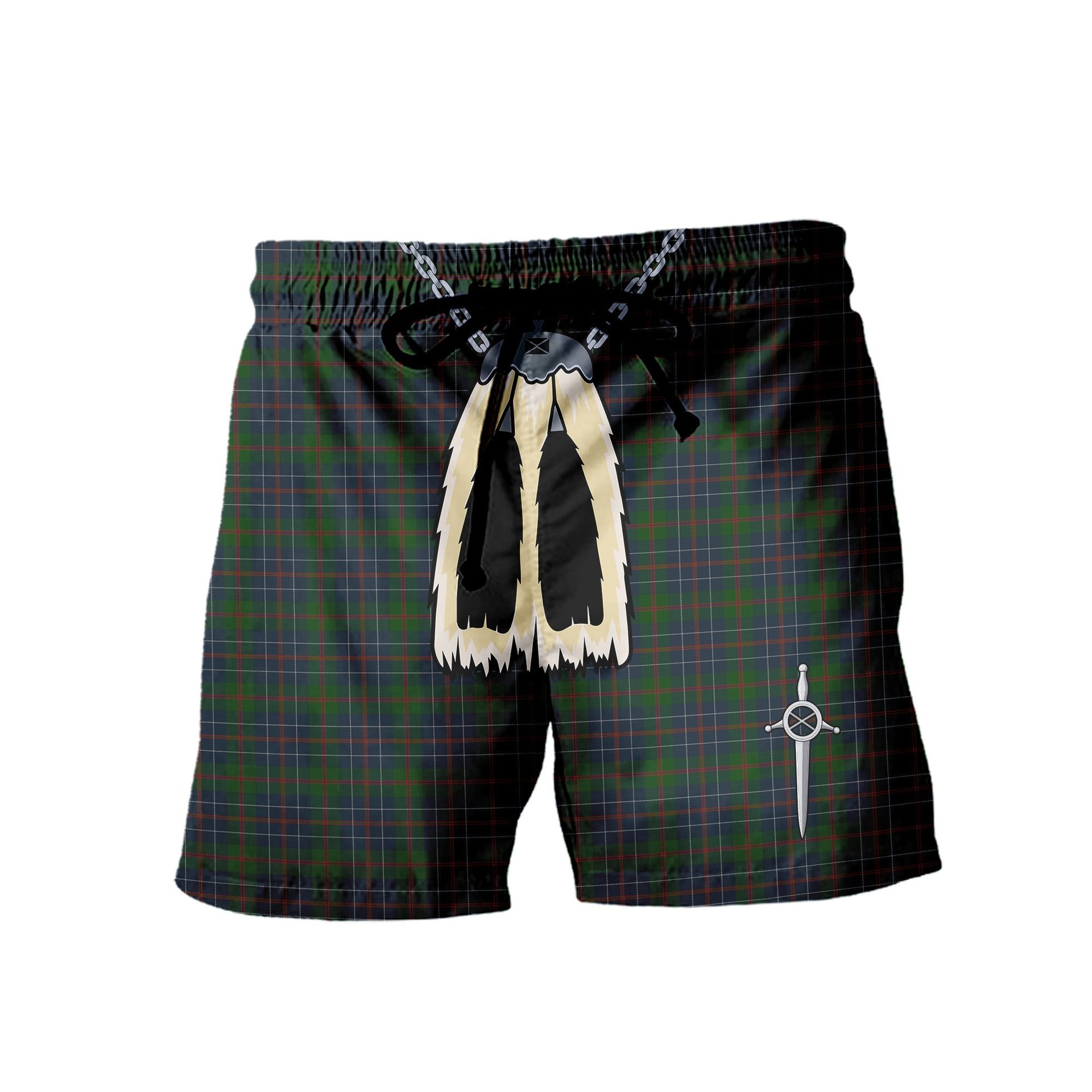 ScotsTee Shop Scottish MacHardy Men's Highland Kilt Sporran Tartan Shorts