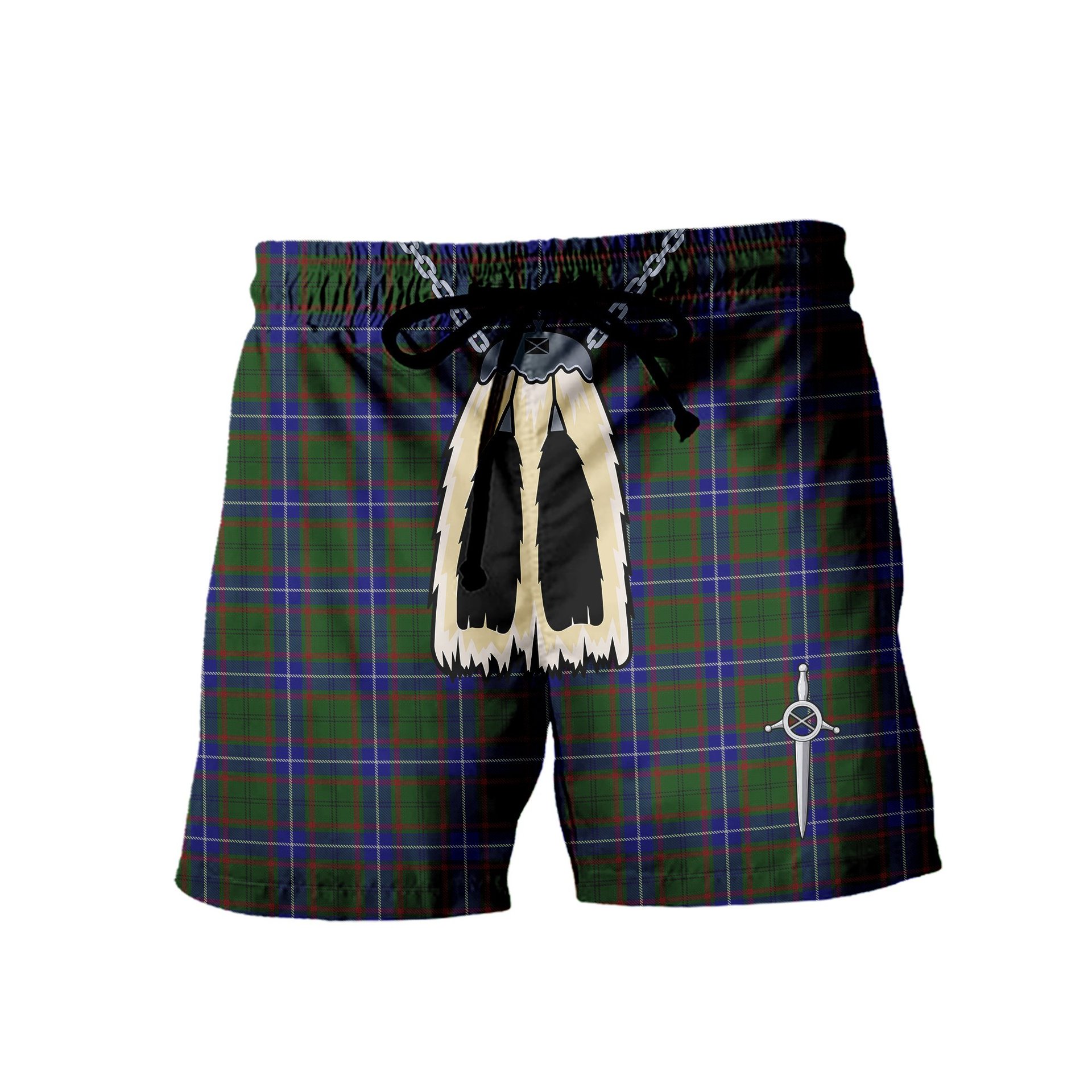ScotsTee Shop Scottish Lee Men's Highland Kilt Sporran Tartan Shorts