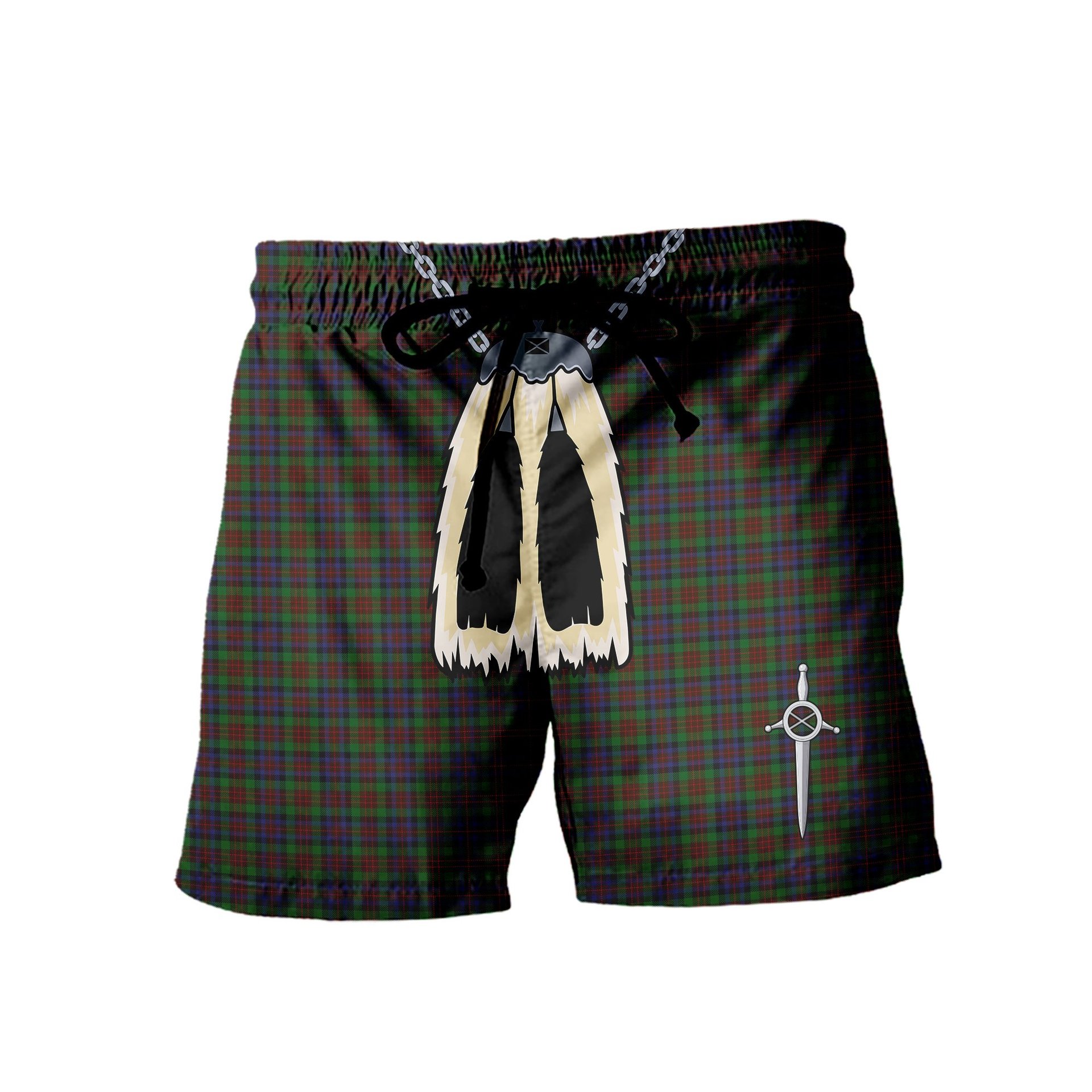 ScotsTee Shop Scottish MacDuff Hunting Men's Highland Kilt Sporran Tartan Shorts