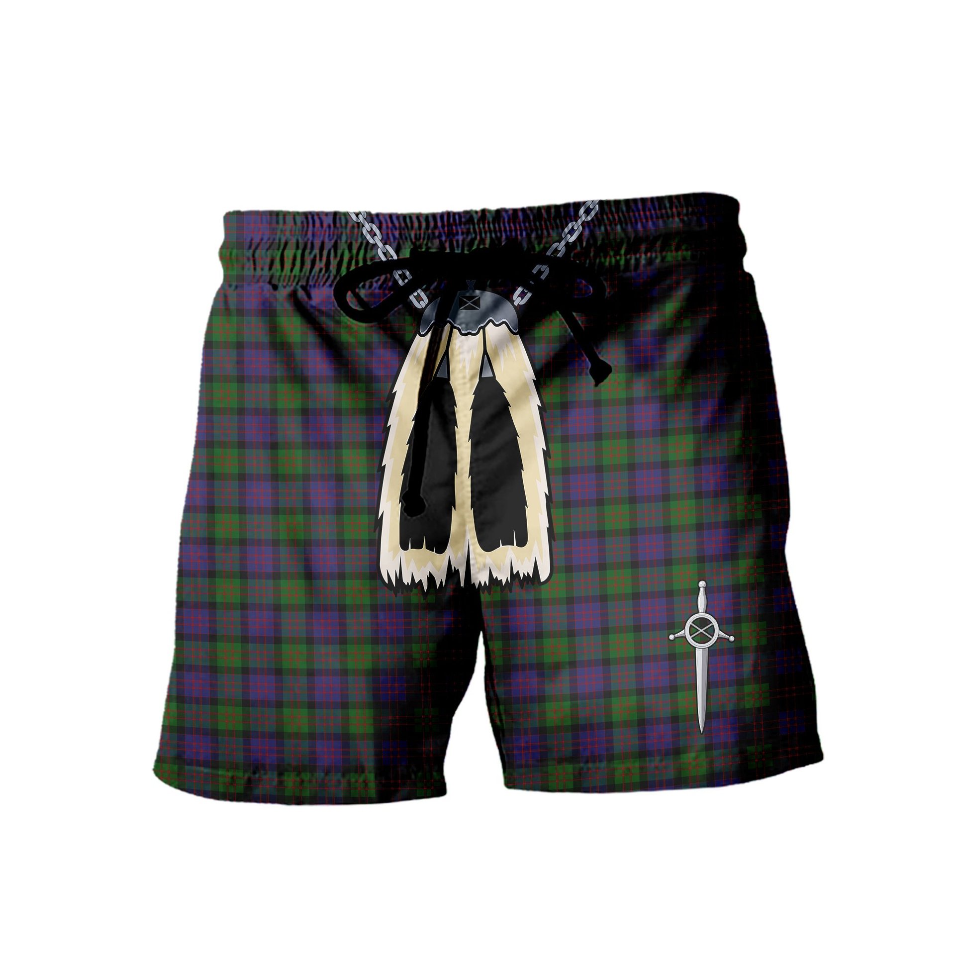 ScotsTee Shop Scottish MacBrayne Men's Highland Kilt Sporran Tartan Shorts
